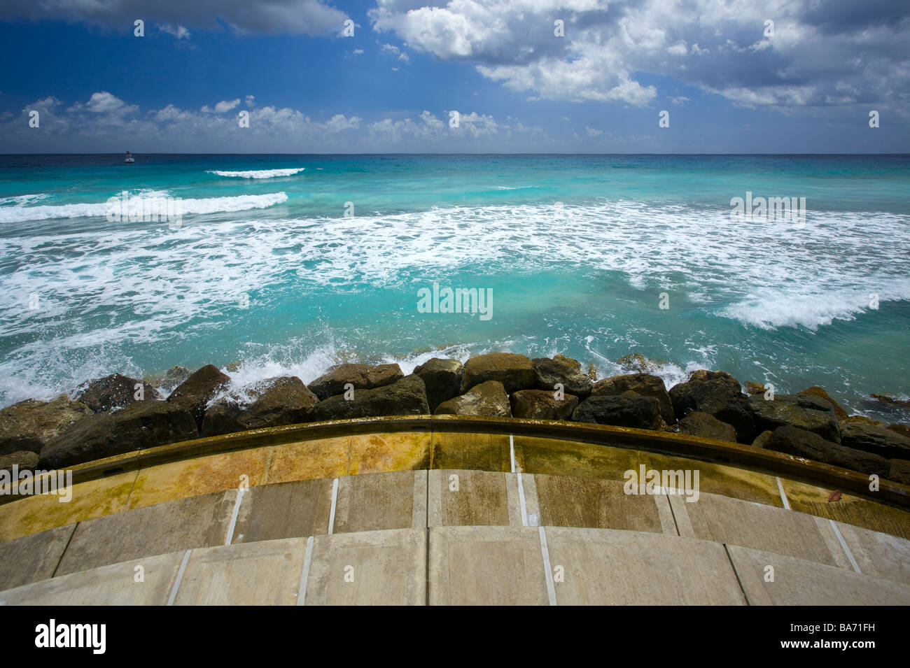 Newly built boardwalk in the South Coast of Barbados from Hastings to