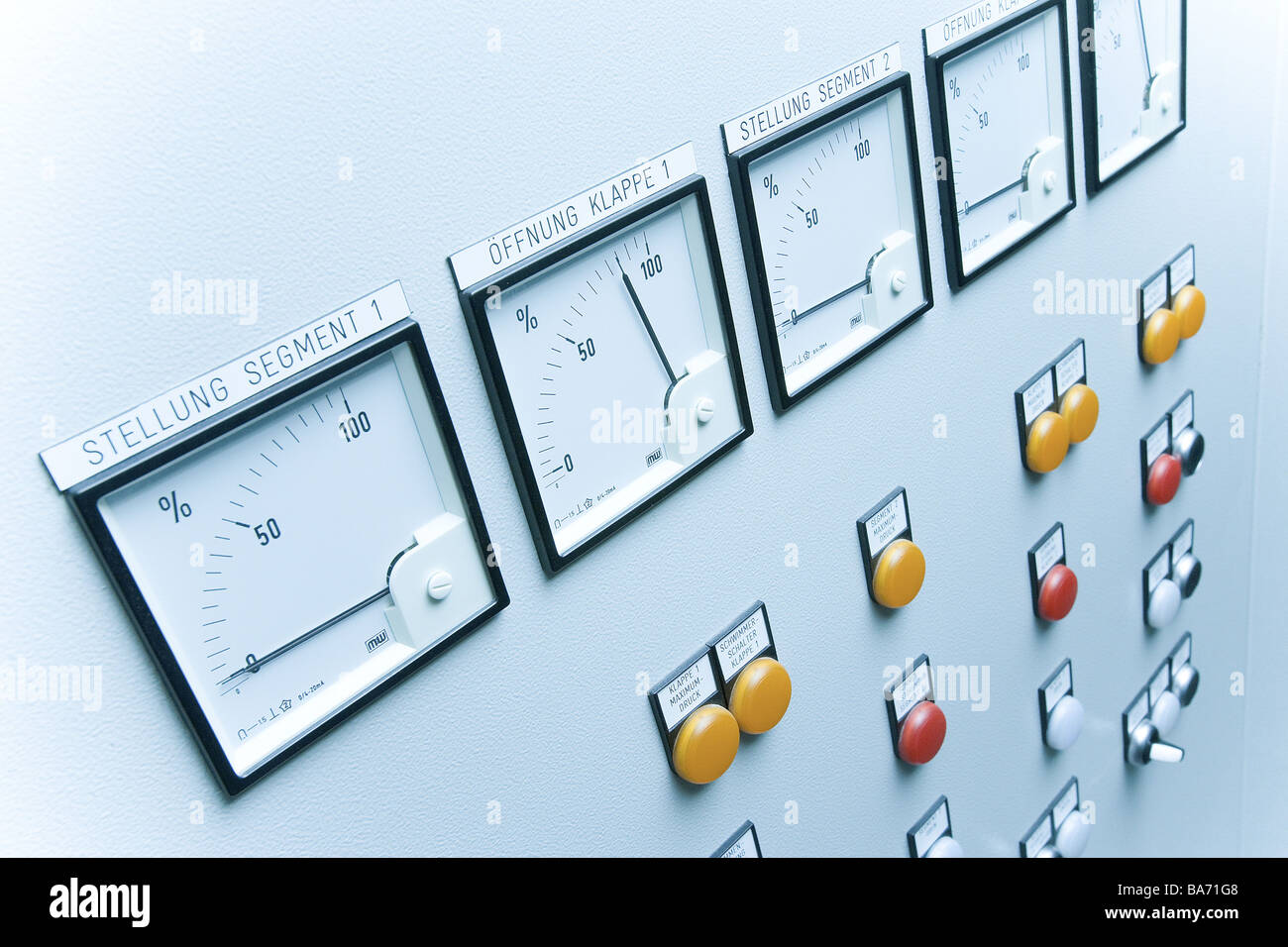 Hydraulic powerwork controlpanels buttons counters pointermeasuring