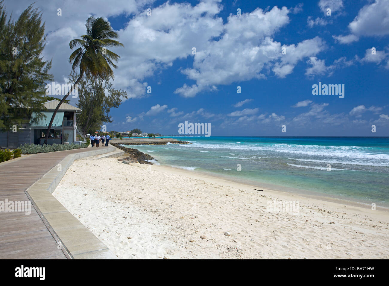 Newly built boardwalk in the South Coast of Barbados from Hastings to