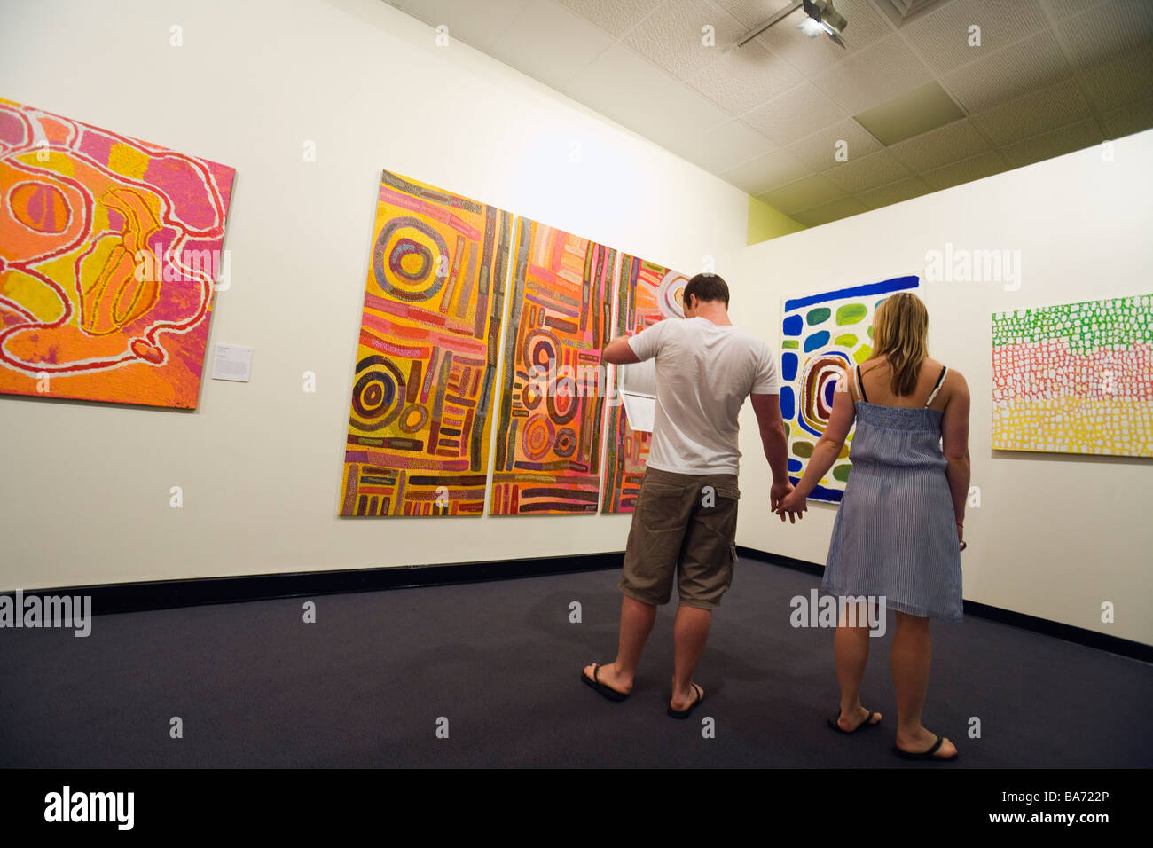 Aboriginal art collection in the Museum and Art Gallery of the Northern Territory. Darwin, Northern Territory, AUSTRALIA Stock Photo