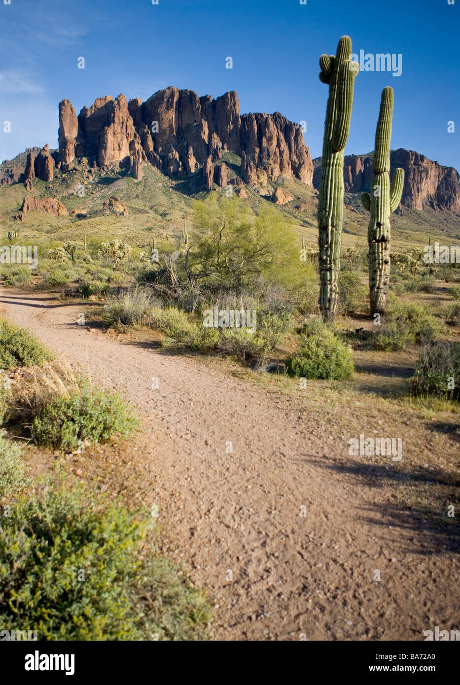 Superstition Mountains in Tonto National Forest Arizona Stock Photo
