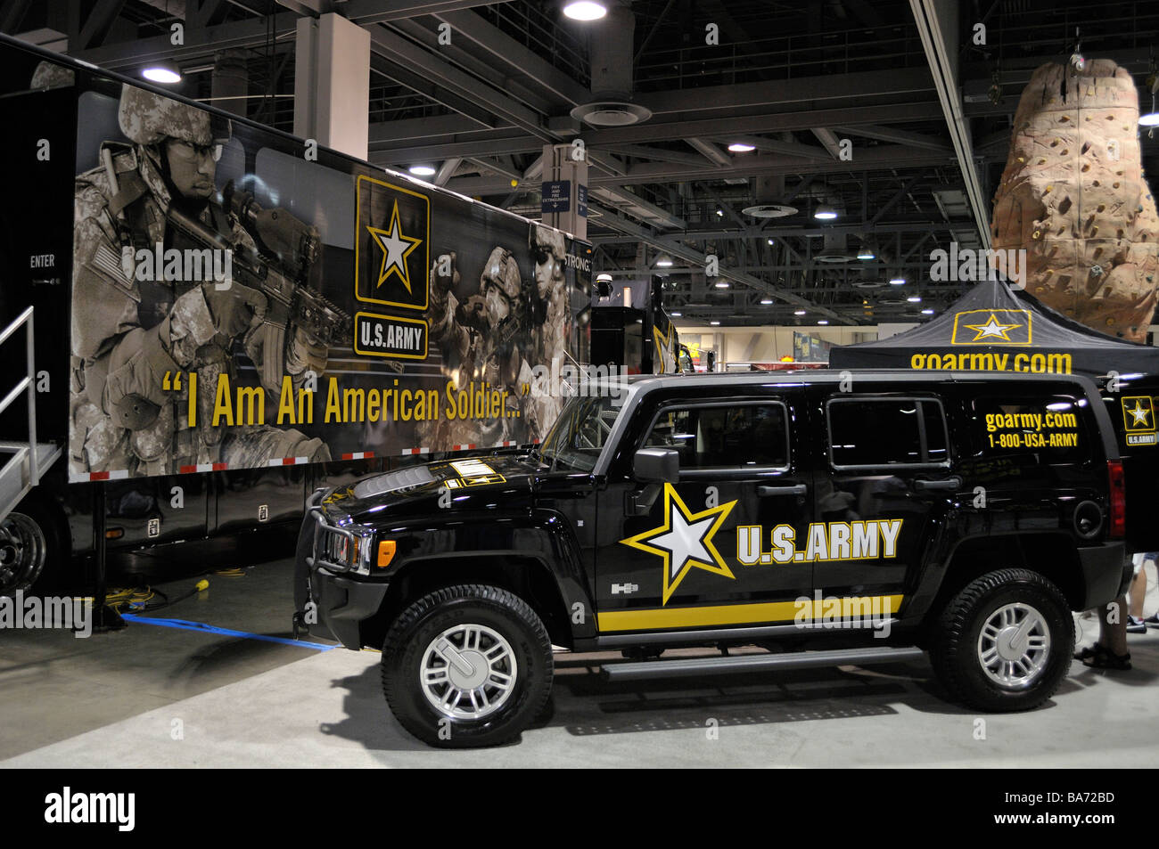 US Army exhibit to encourage recruitment for military service Stock Photo