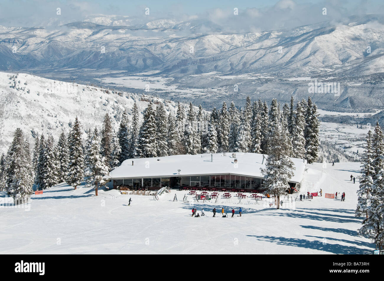 Merry-Go-Round day lodge, Aspen Highlands Ski Area, Aspen, Colorado. Stock Photo