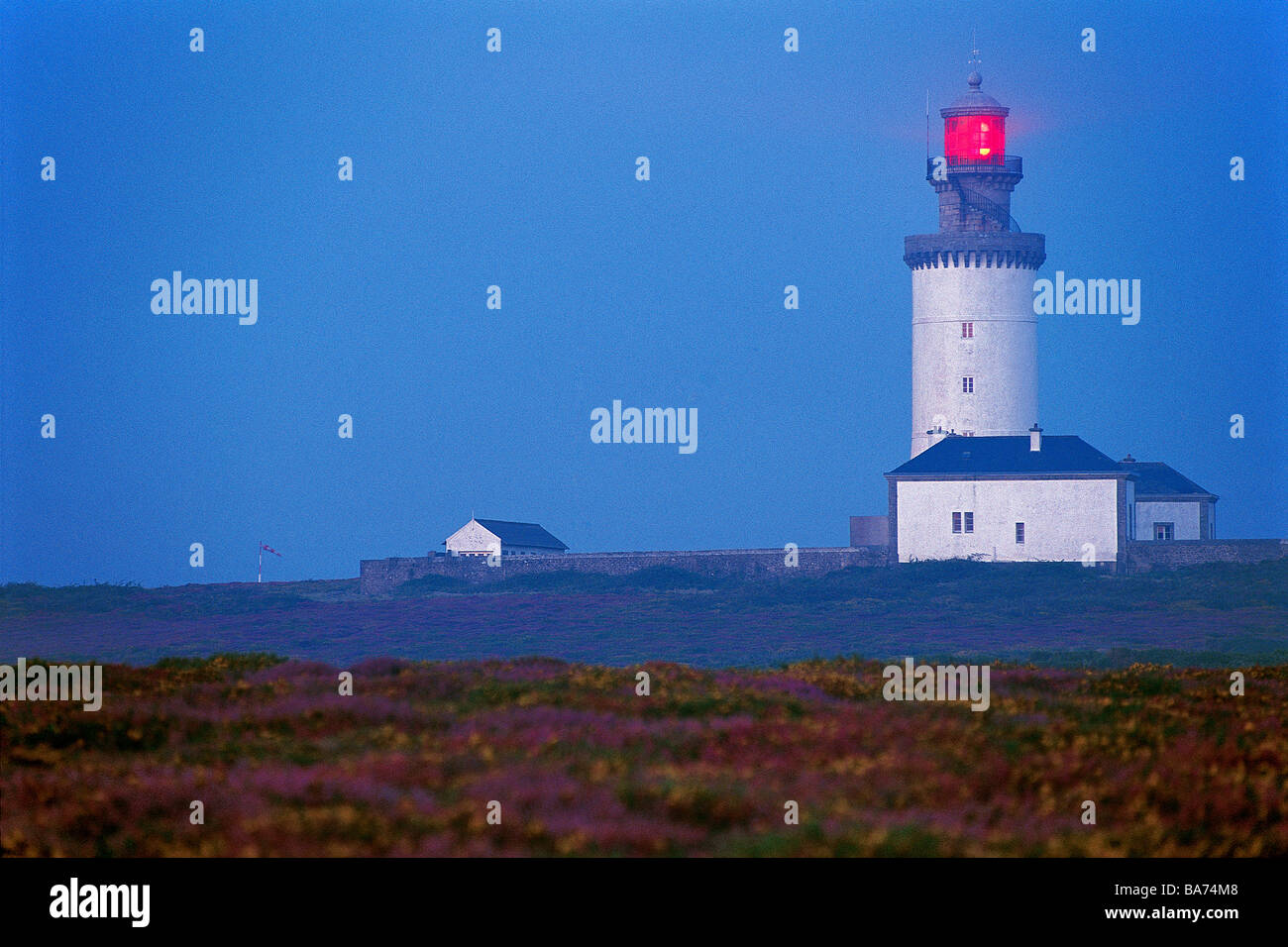 France, Finistere, Ile d'Ouessant, Stiff Lighthouse Stock Photo