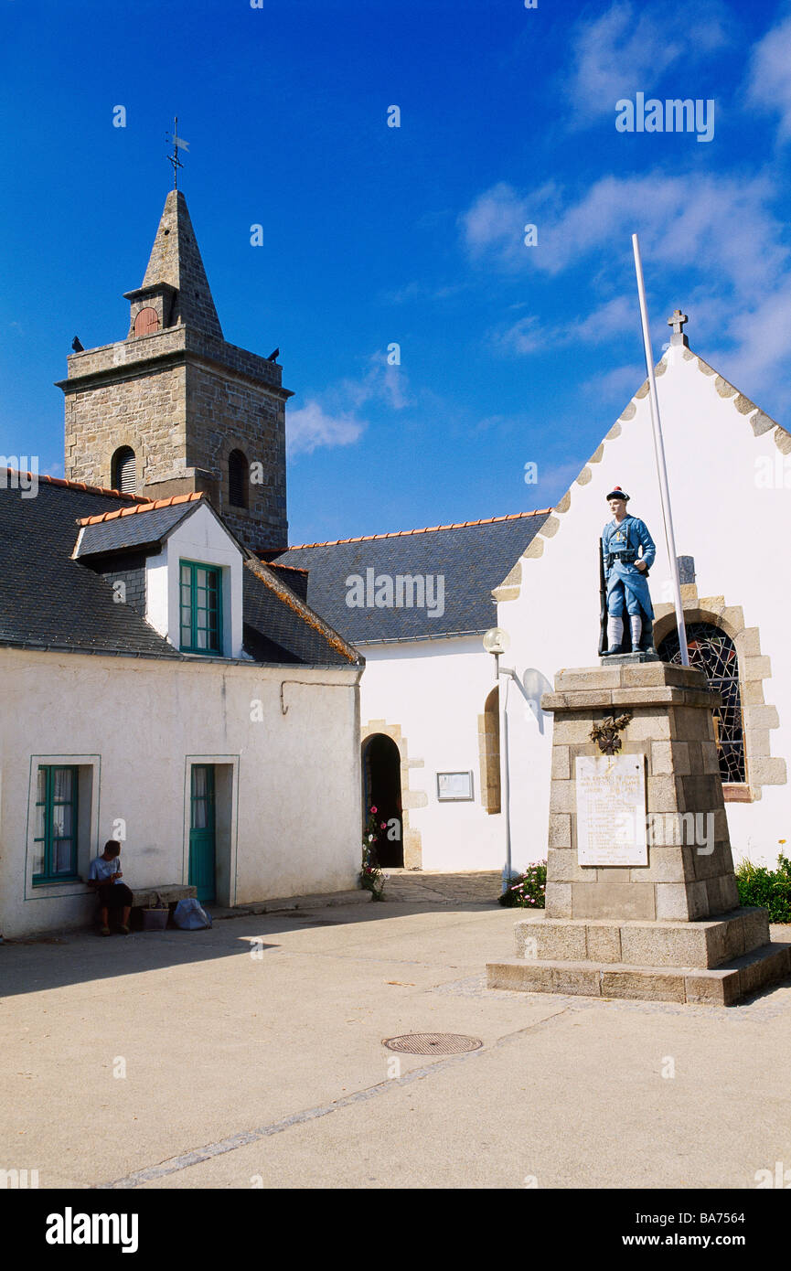 France, Morbihan, Ile de Houat, Saint Gildas, the church and the war