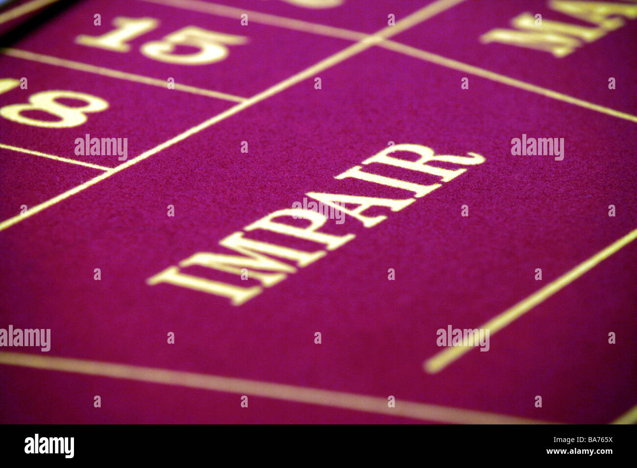 Casino gamble roulette card table detail Impair Stock Photo