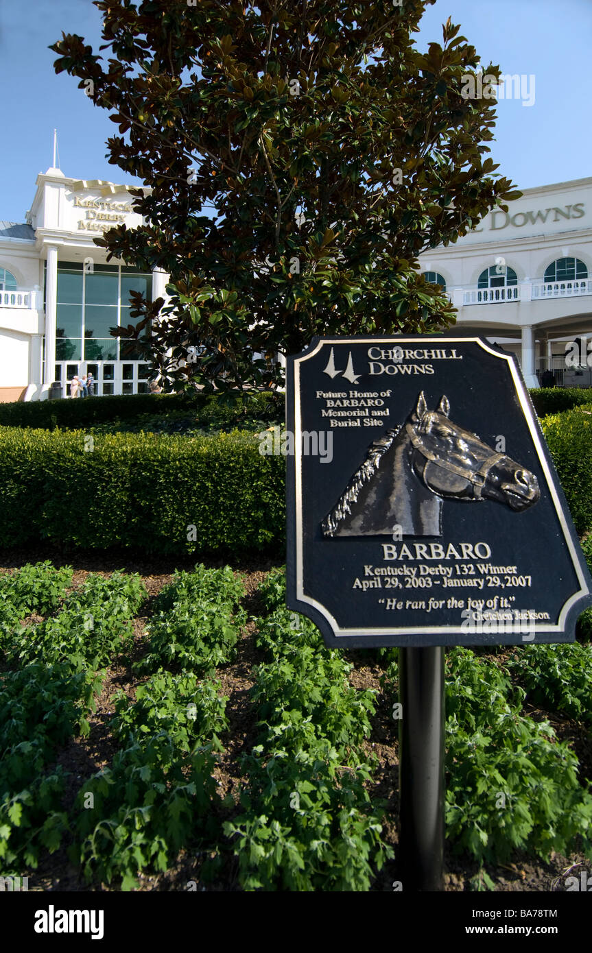 Barbaro sign at Churchill Downs race track, Louisville KY Stock Photo