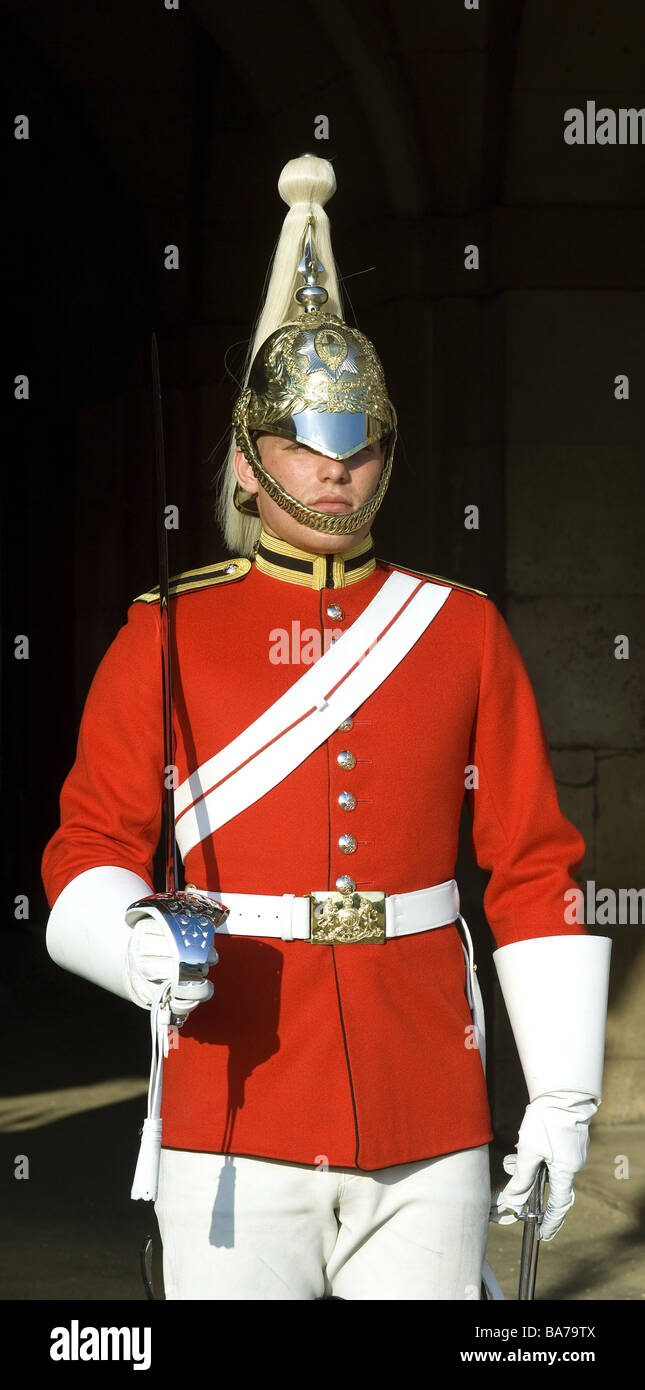 Great Britain England London Horse Guards soldier no models city capital culture sight release Europe people man uniform helmet Stock Photo