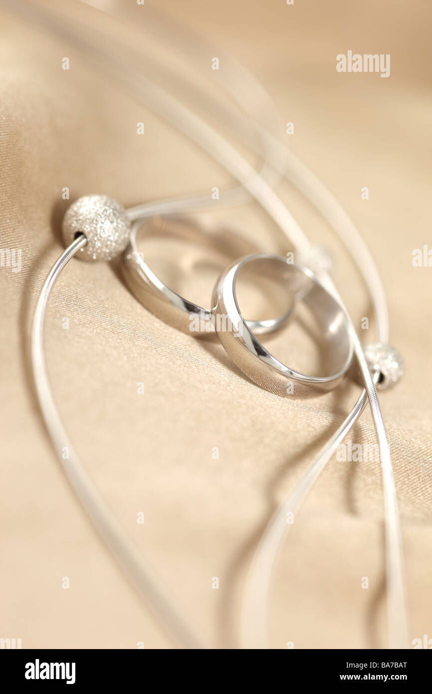 Wedding Ring on the silk Stock Photo