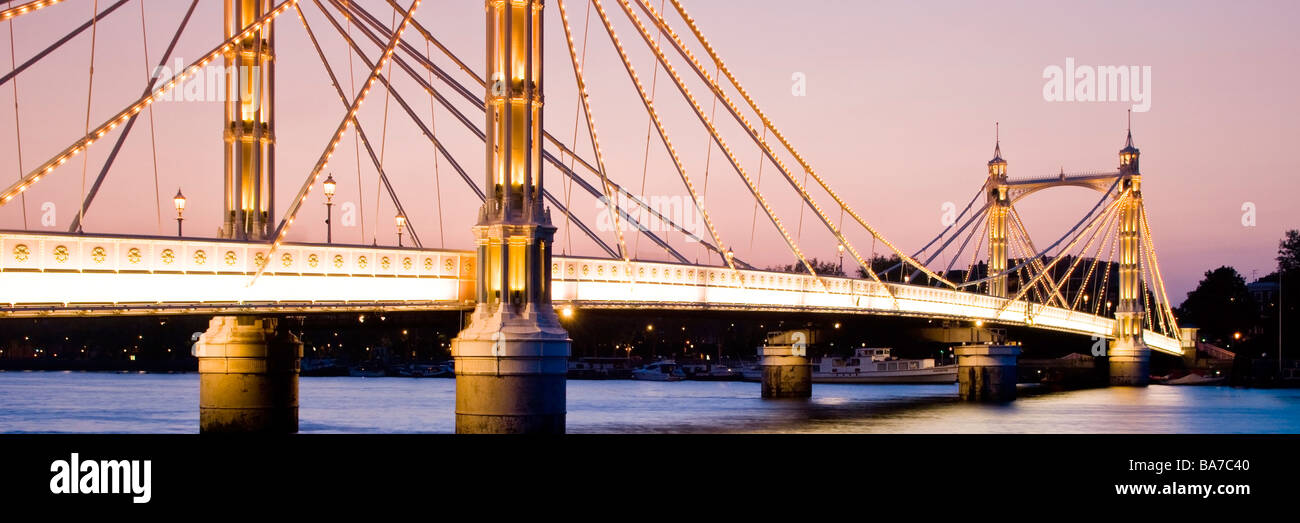 Albert Bridge crossing River Thames in London England UK Stock Photo ...