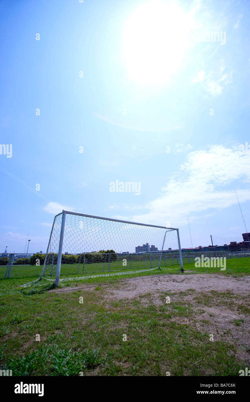 Goal Net on a Football Pitch Stock Photo