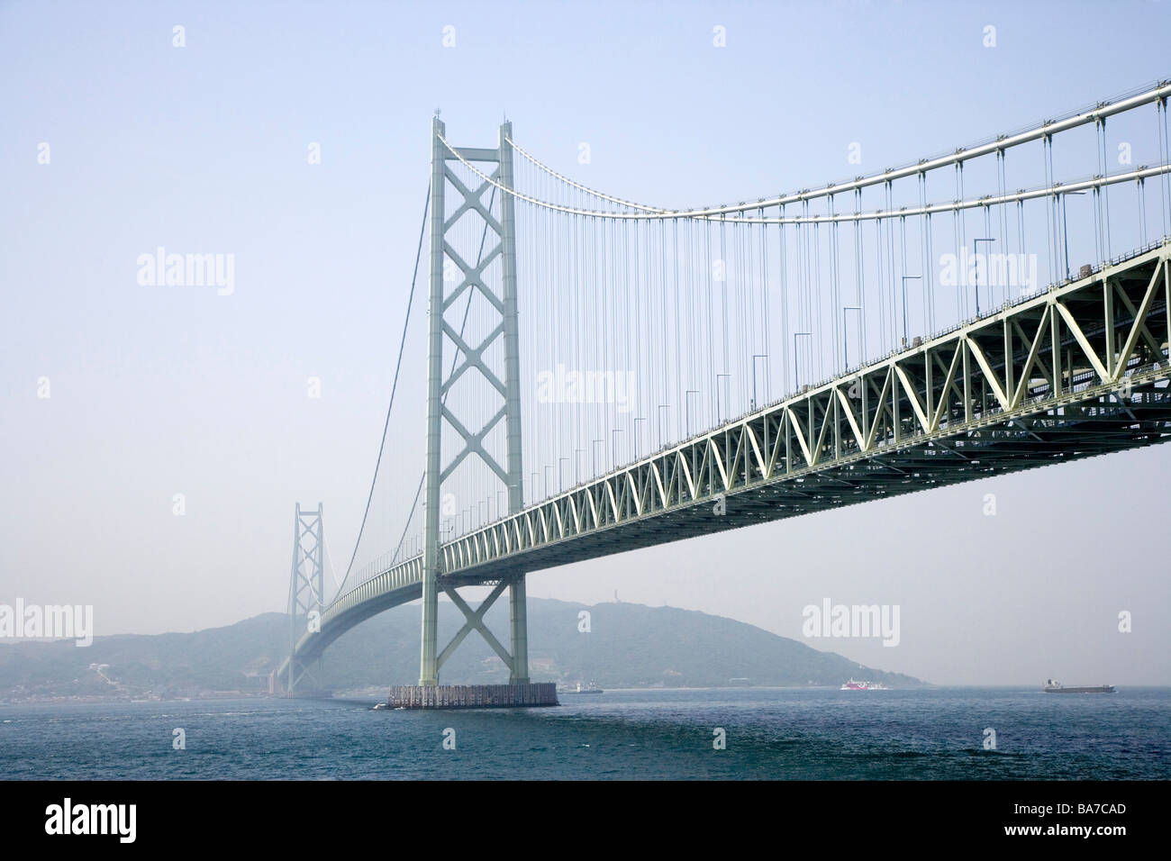 Japan Kobe Akashi Kaikyo Bridge across Akashi Strait Stock Photo