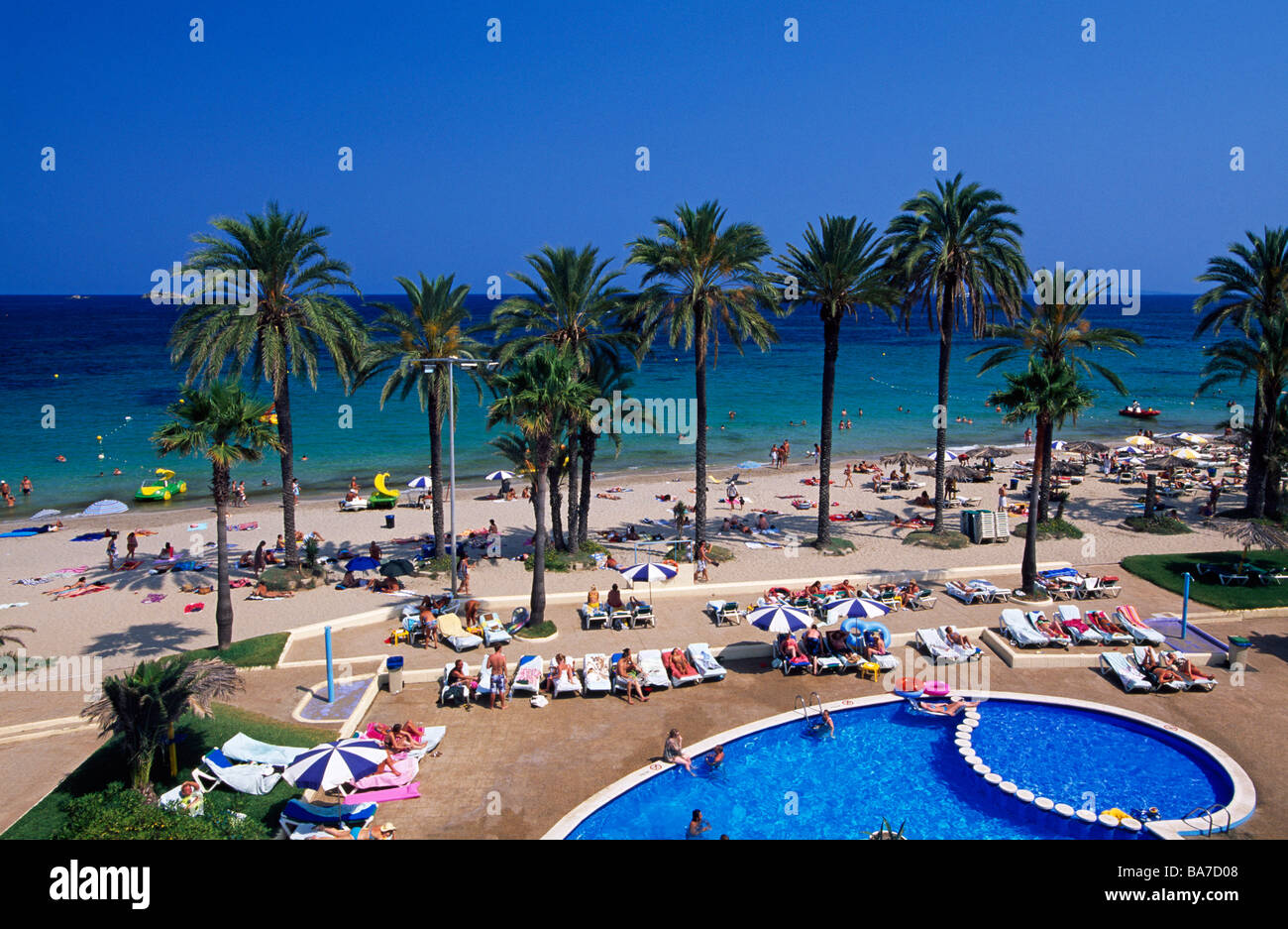 Playa d en Bossa Ibiza Balearic Islands Spain Stock Photo