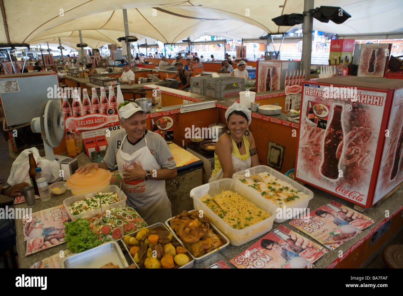 Food stall at the Mercado Ver O Peso Market, Belem, Para, Brazil, South
