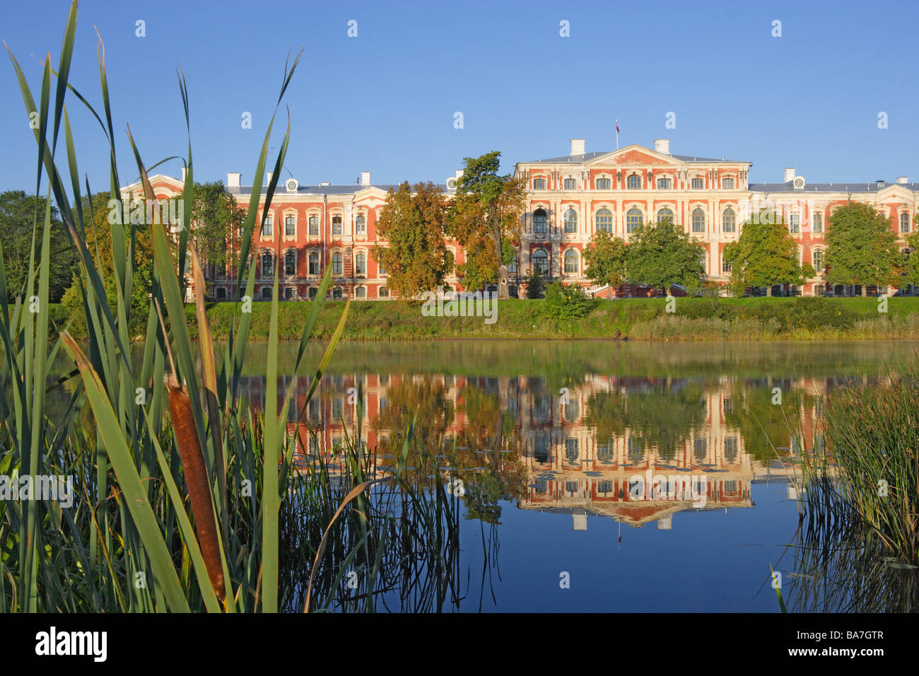 Jelgava palace, built by Italian architect Bartolomeo Rastrelli on river Lielupe in the mid 1800's Stock Photo
