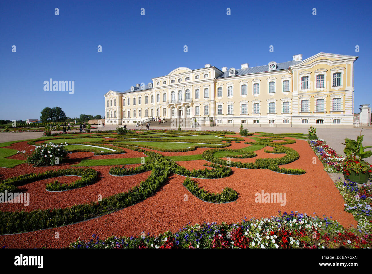 Rundale palace and grounds, built by Italian architect Bartolomeo Francesco Rastrelli 1735 to 1769 for the Duchy of Courland, La Stock Photo
