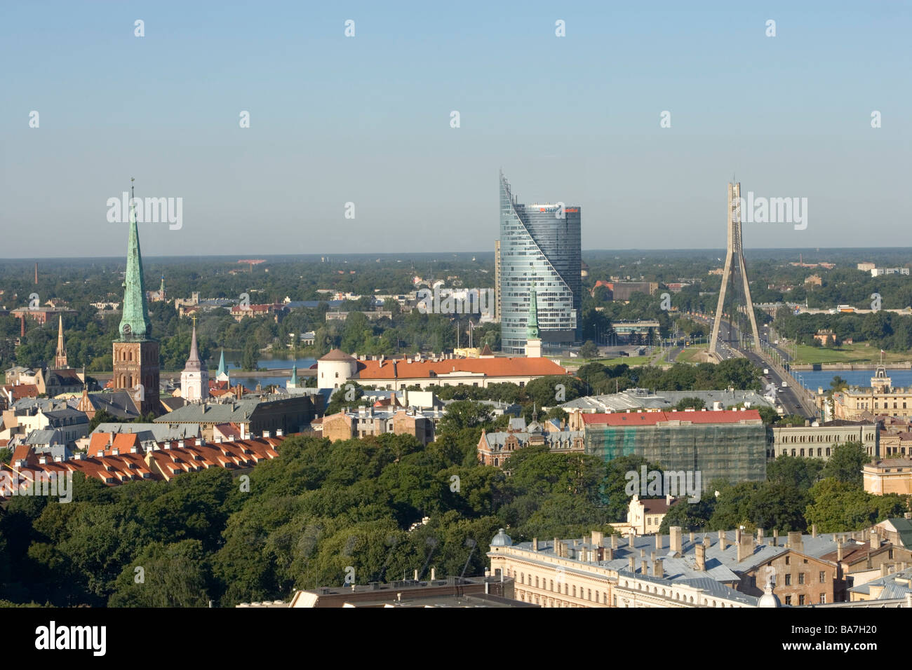 View over the old town center of Riga Stock Photo
