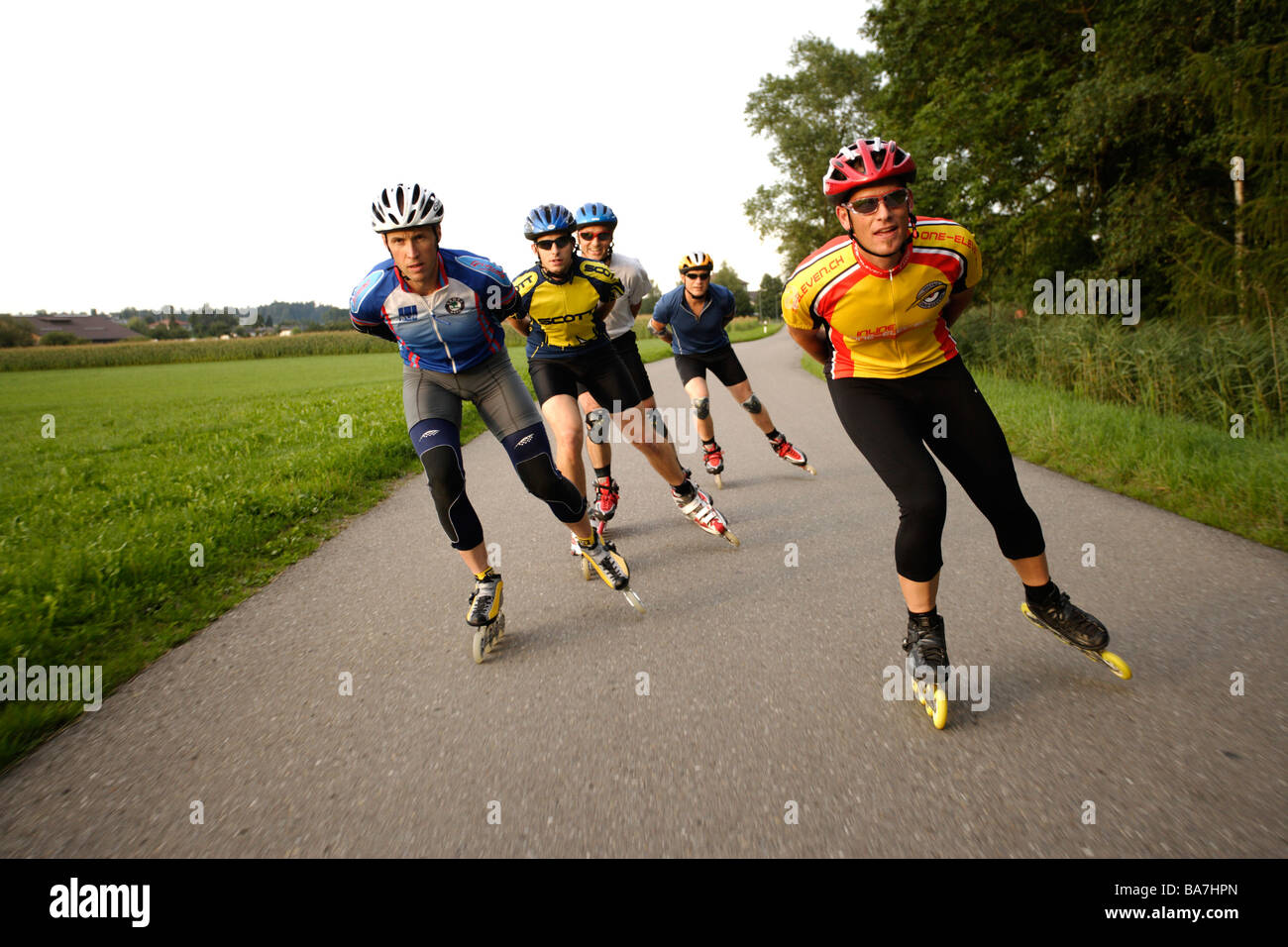 Inline skater near Weinfelden, Five people on inliners, Lake Constance,  Switzerland Stock Photo - Alamy