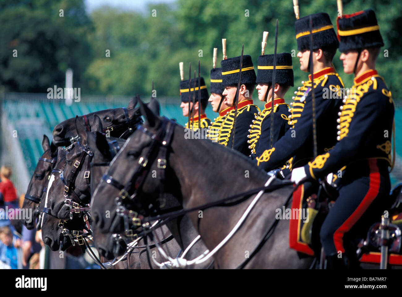 Changing of the Guard, King's Troop, Royal Horse Artillery, Whitehall, London, London, England, United Kingdom Stock Photo