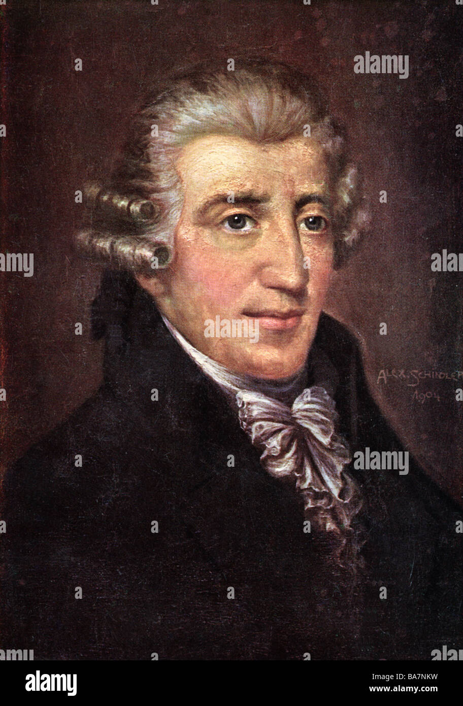 Haydn, Joseph, 31.3.1732 - 31.5.1809, Austrian musician (composer), portrait, painting by Albert Schindler, 18th century, Artist's Copyright has not to be cleared Stock Photo