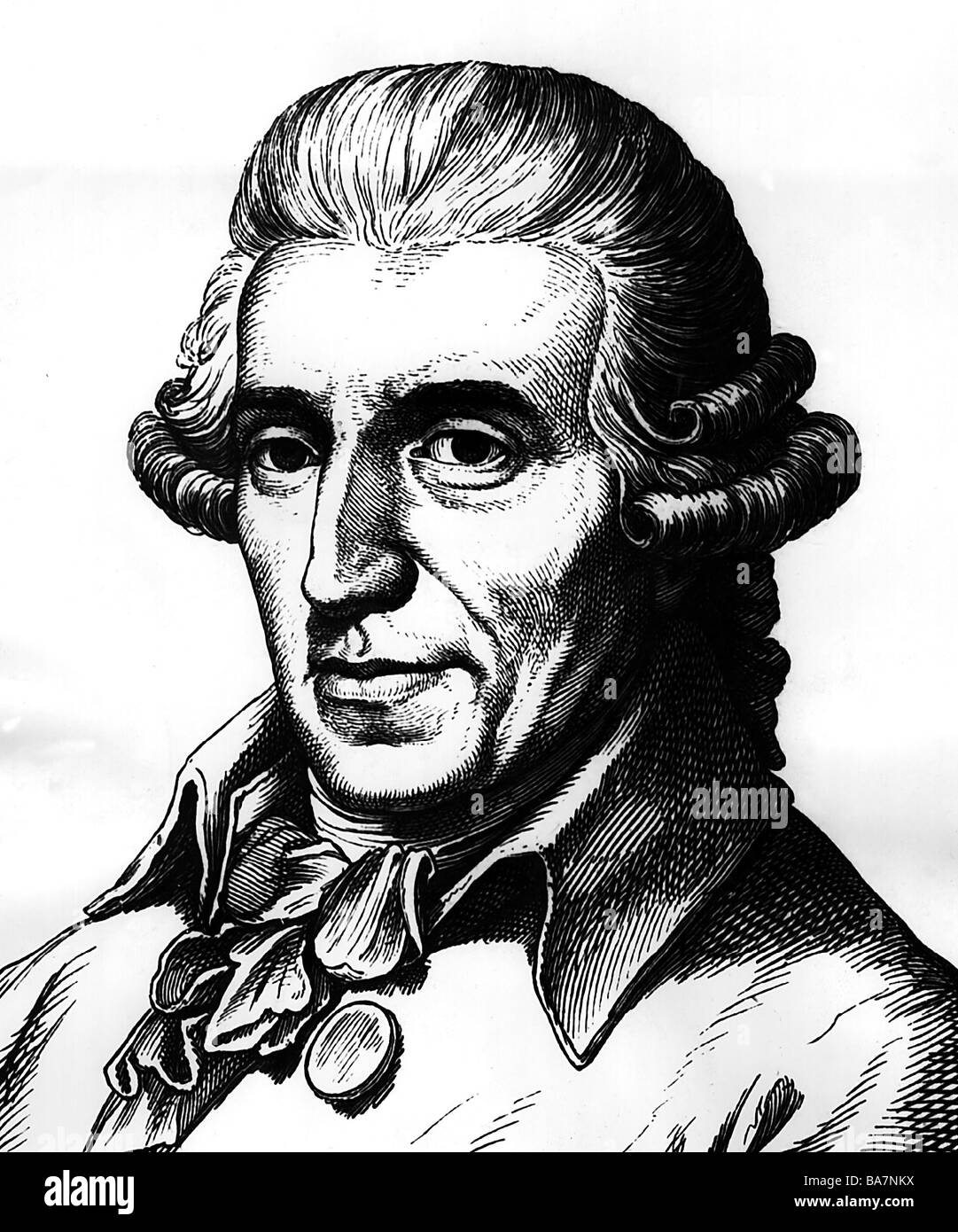 Haydn, Joseph, 31.3.1732 - 31.5.1809, Austrian musician (composer), portrait, wood engraving, after contemporary painting, 19th century, Artist's Copyright has not to be cleared Stock Photo