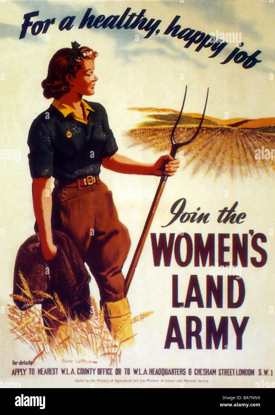 British World War Two recruitment poster Join the Woman's Land Army 1941 Stock Photo
