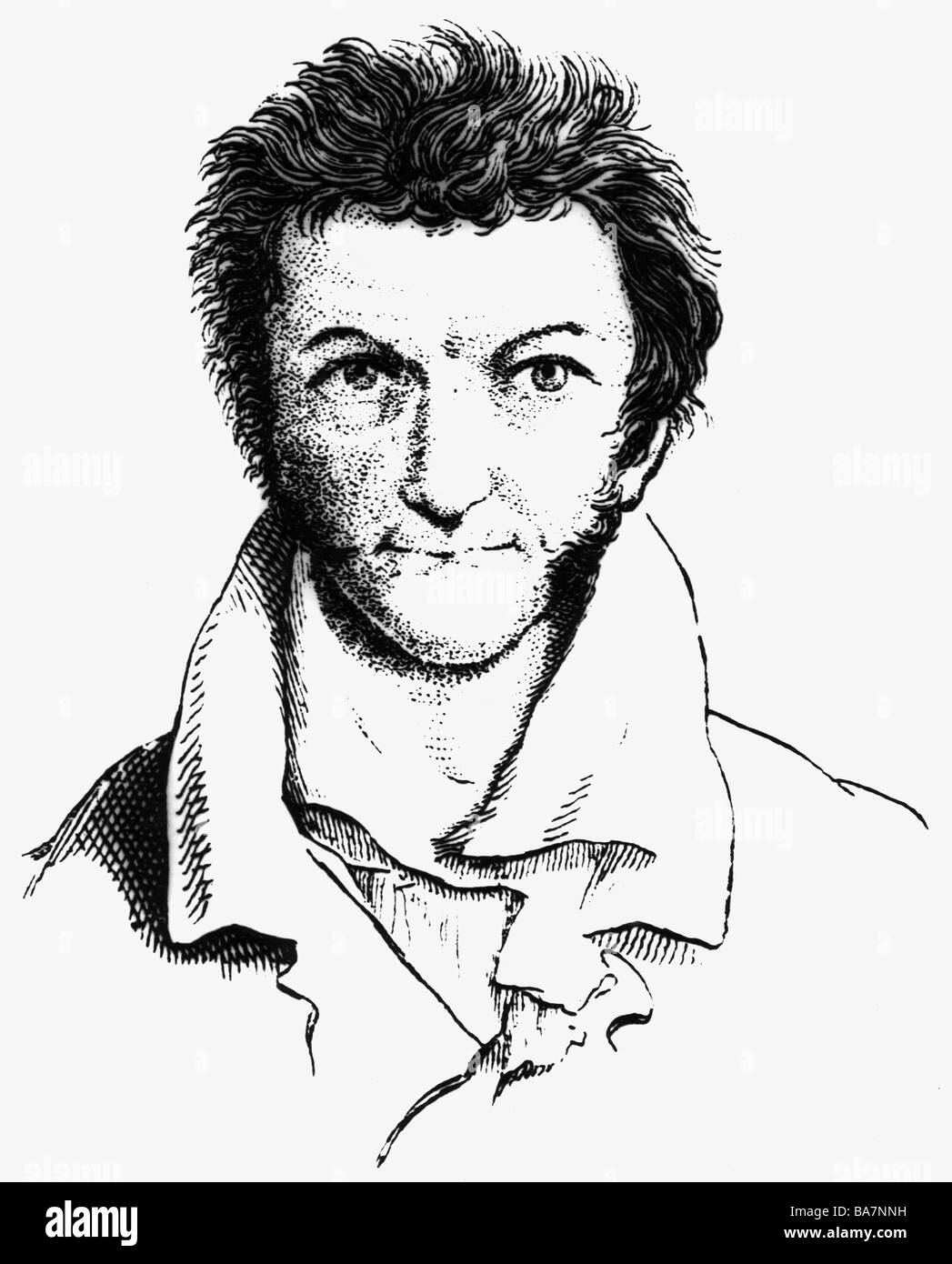 Hoffmann, E.T.A., 24.1.1776 - 25.6.1822, German author / writer (poet), self-portrait from his unpublished works, Stock Photo