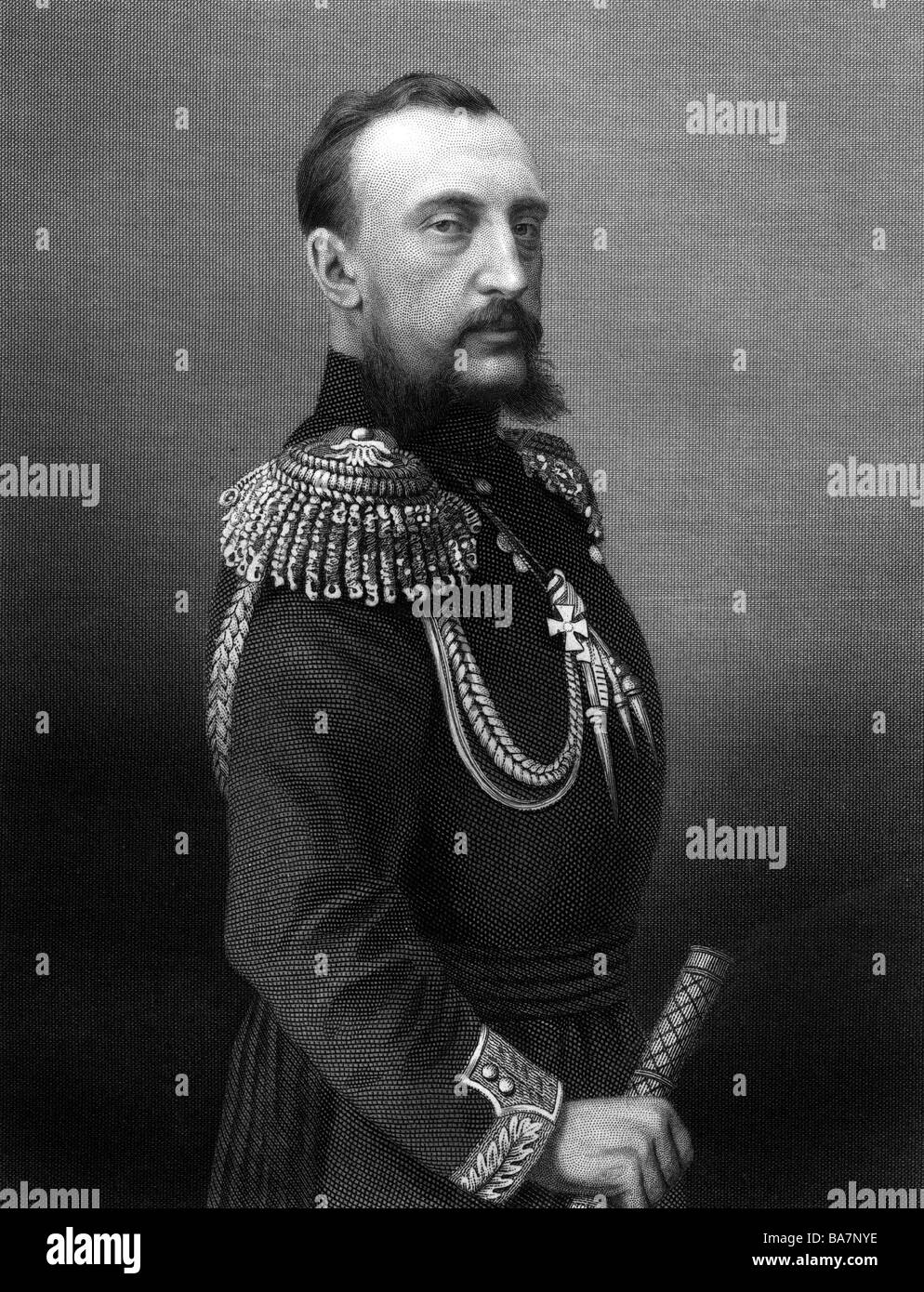 Nicholas Nikolaevich, 8.8.1831 - 25.4.1891, Grand Duke of Russia, Russian General, half length, copper engraving by George J. Stodart, 2nd half 19th century, Artist's Copyright has not to be cleared Stock Photo