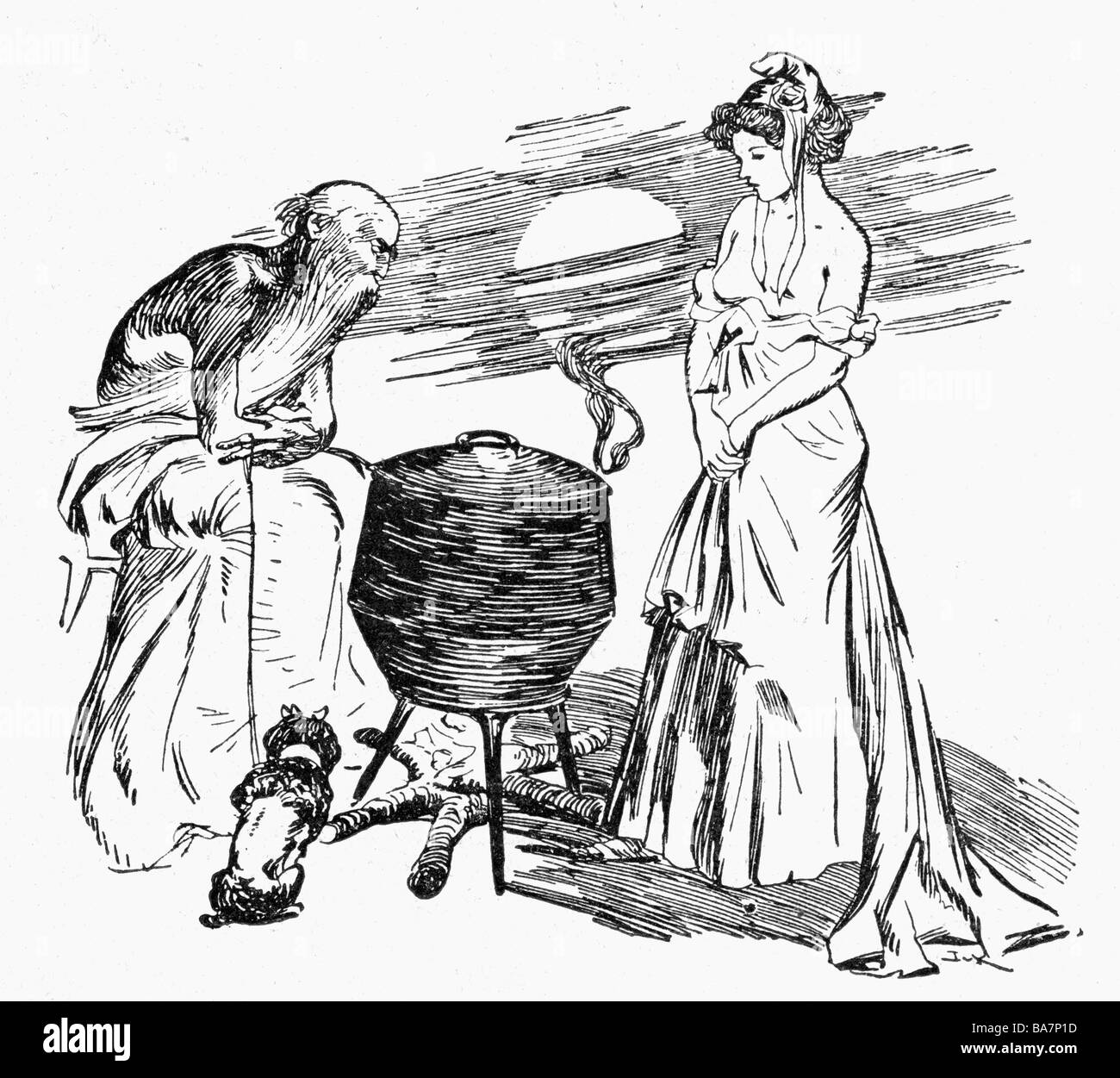 Dreyfus, Alfred, 9.10.1859 - 11.7.1935, French military officer, affair, caricature, 'France before the old man of destiny: What are you concocting for me in your Dreyfus kettle!', drawing, 'Petit Bleu', Brussels, 1899, , Stock Photo