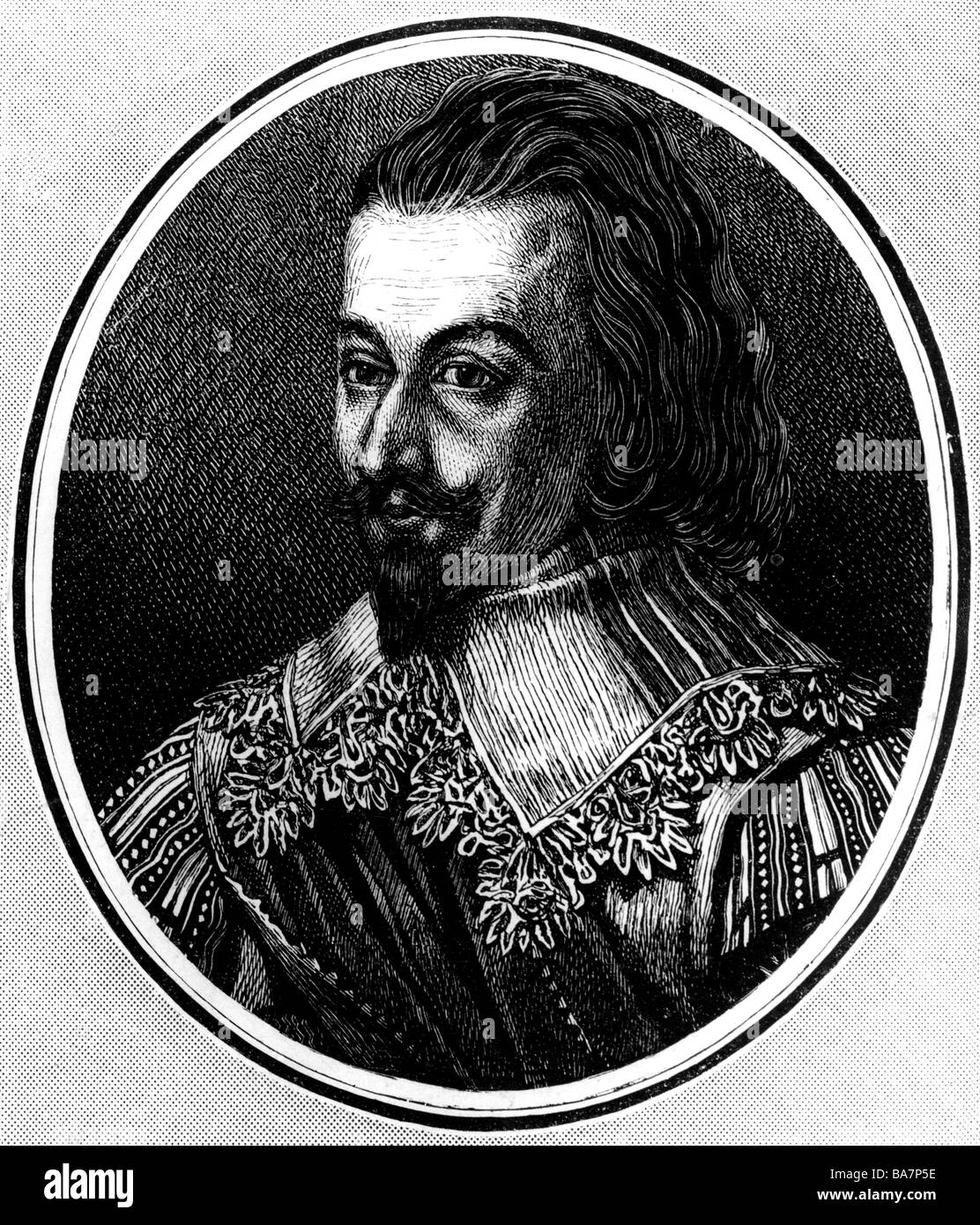 Wallenstein, Albrecht von, 24.9.1583 - 25.2.1634, Bohemian general, portrait, wood engraving after painting at Friedland Castle, 17th century, , Artist's Copyright has not to be cleared Stock Photo