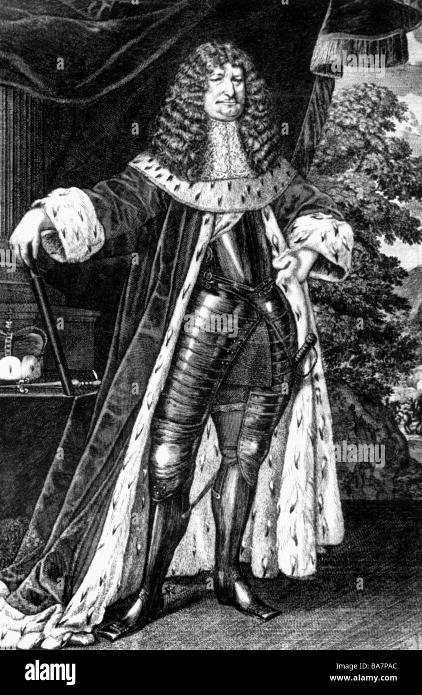 Frederick William, 16.2.1620 - 9.7.1688, 'Great Elector' of Brandenburg 1.12.1640 - 9.5.1688, full length, copper engraving by Gottfried Bartsch, 1674/1684, , Artist's Copyright has not to be cleared Stock Photo