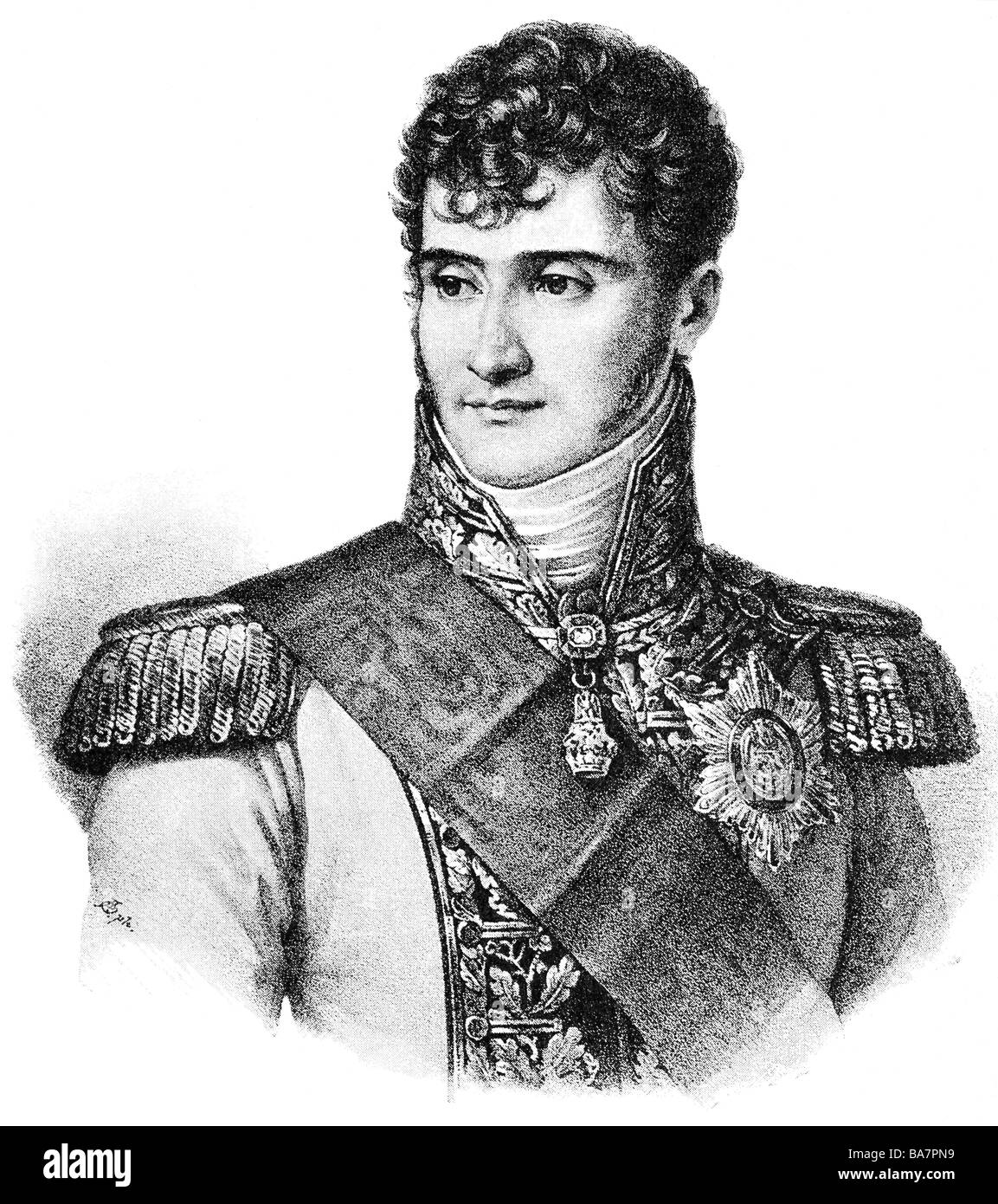Bonaparte, Jerome, 15.11.1784 - 24.6.1860, King of Westphalia 1807 - 1813, portrait, lithograph, circa 1810, Stock Photo
