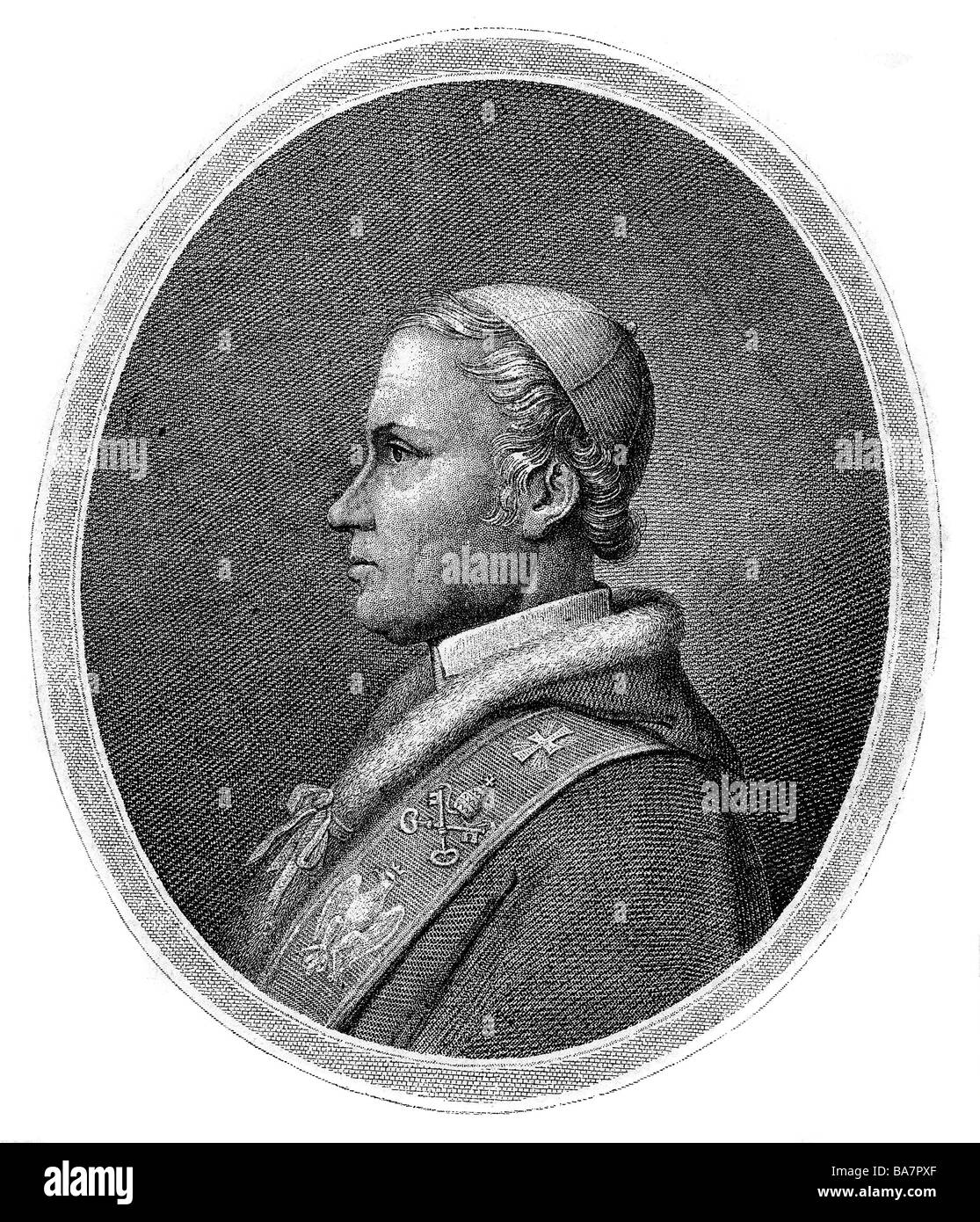 Leo XII (Annibale della Genga), 22.8.1760 - 10.2.1829, Pope  28.9.1823 - 10.2.1829, portrait, wood engraving, 19th century,  , Stock Photo