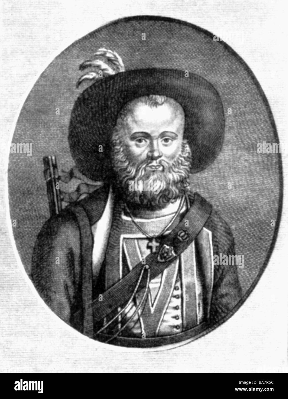 Hofer, Andreas, 22.11.1767 - 20.2.1810, Tyrolian freedom fighter, portrait, wood engraving, 19th century, , Stock Photo