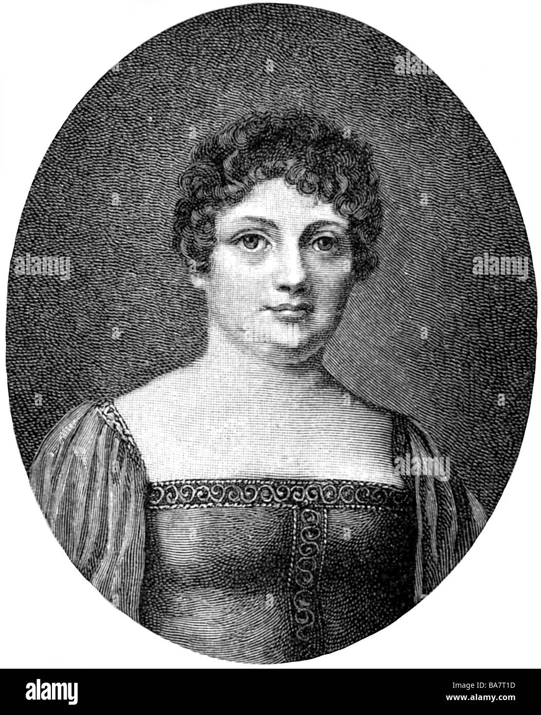 Vulpius, Christiane, 1.6.1765 - 6.6.1816, wife of Johann Wolfgang von Goethe, portrait, wood engraving after painting by Raabe from 1810, Artist's Copyright has not to be cleared Stock Photo