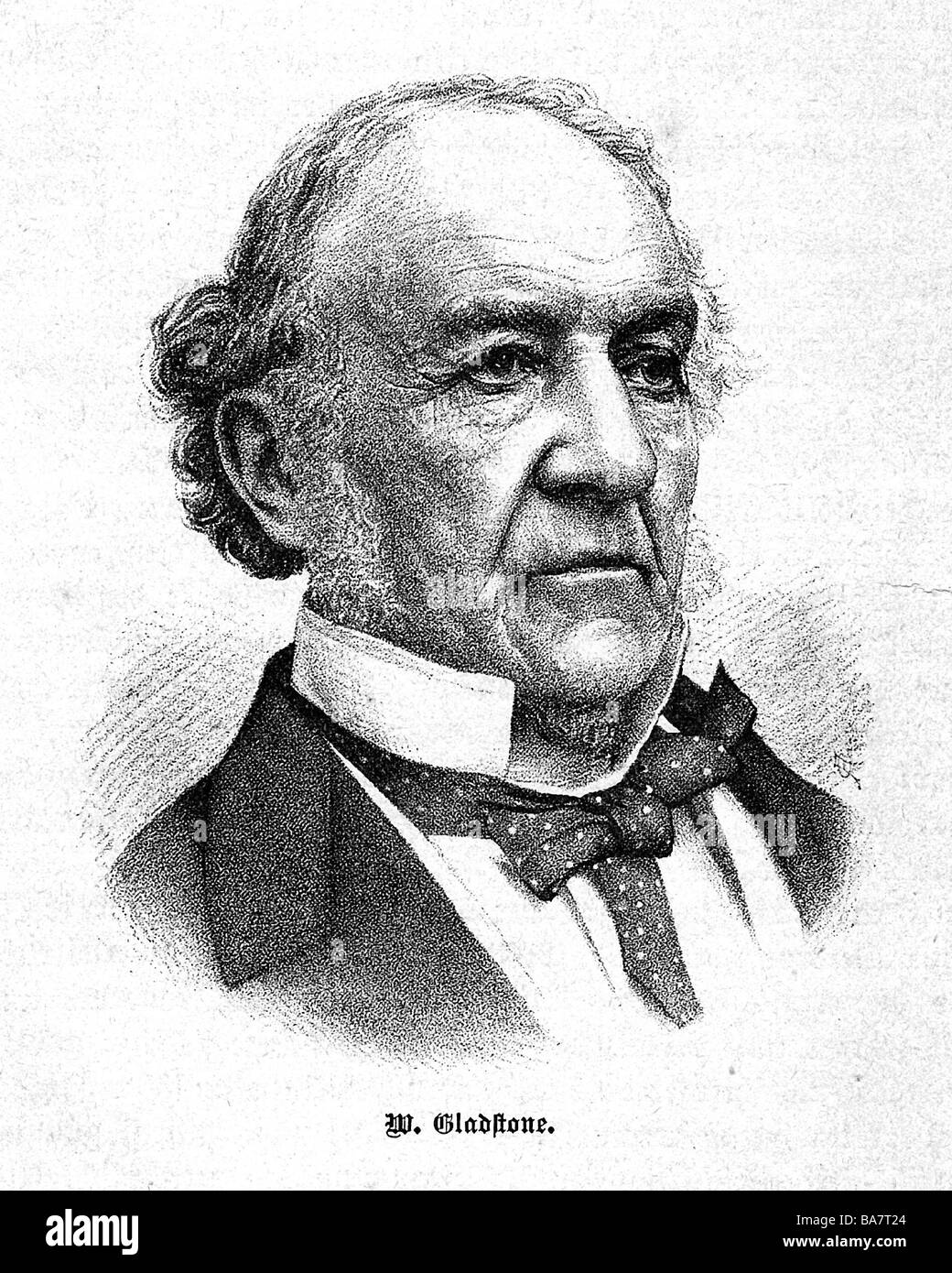 Gladstone, William Eward, 29.12.1809 - 19.5.1898, British politician (Lib.), portrait, wood engraving, late 19th century, , Stock Photo