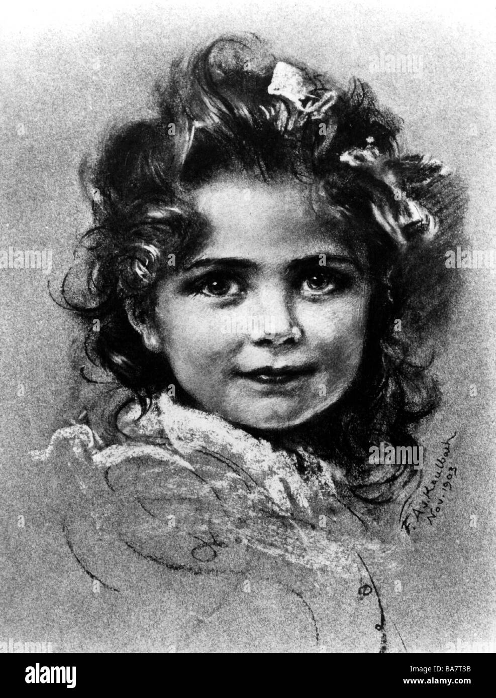 Anastasia Nicholaevna, 18.6.1901 - 16.7.1918, Grand Duchess of Russia, portrait, after pastel by Friedrich August Kaulbach, November 1903, Stock Photo
