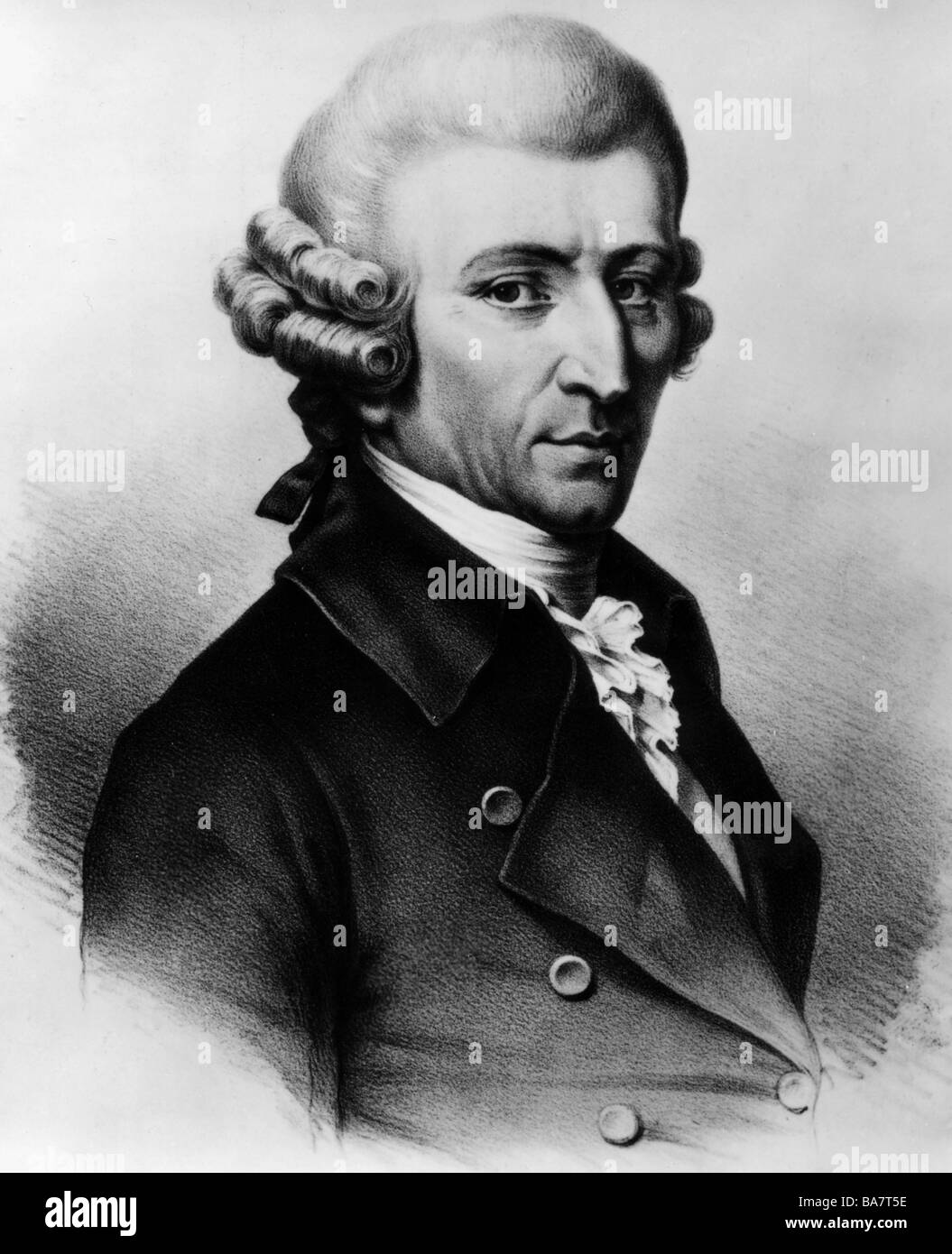 Haydn, Joseph, 31.3.1732 - 31.5.1809, Austrian composer, portrait, steel engraving by Isaac Wilhelm Tegner, early 19th century, , Stock Photo