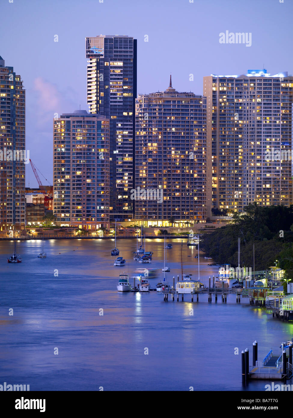 Brisbane city apartments at night Stock Photo Alamy