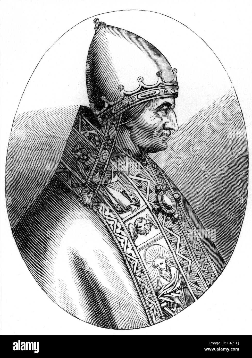 Innocent IV (Sinibaldo Fieschi), circa 1195 - 7.12.1254, pope since 1243, portrait, side view, wood engraving, 19th century, after fresco from the Saint Paul Rome Stock Photo - Alamy