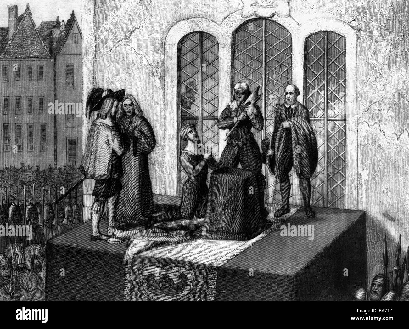 Charles I, 19.11.1600 - 30.1.1649, King of England 27.3..1625 - 30.1.1649, death, execution at Whitehall, wood engraving, 19th century,   , Artist's Copyright has not to be cleared Stock Photo