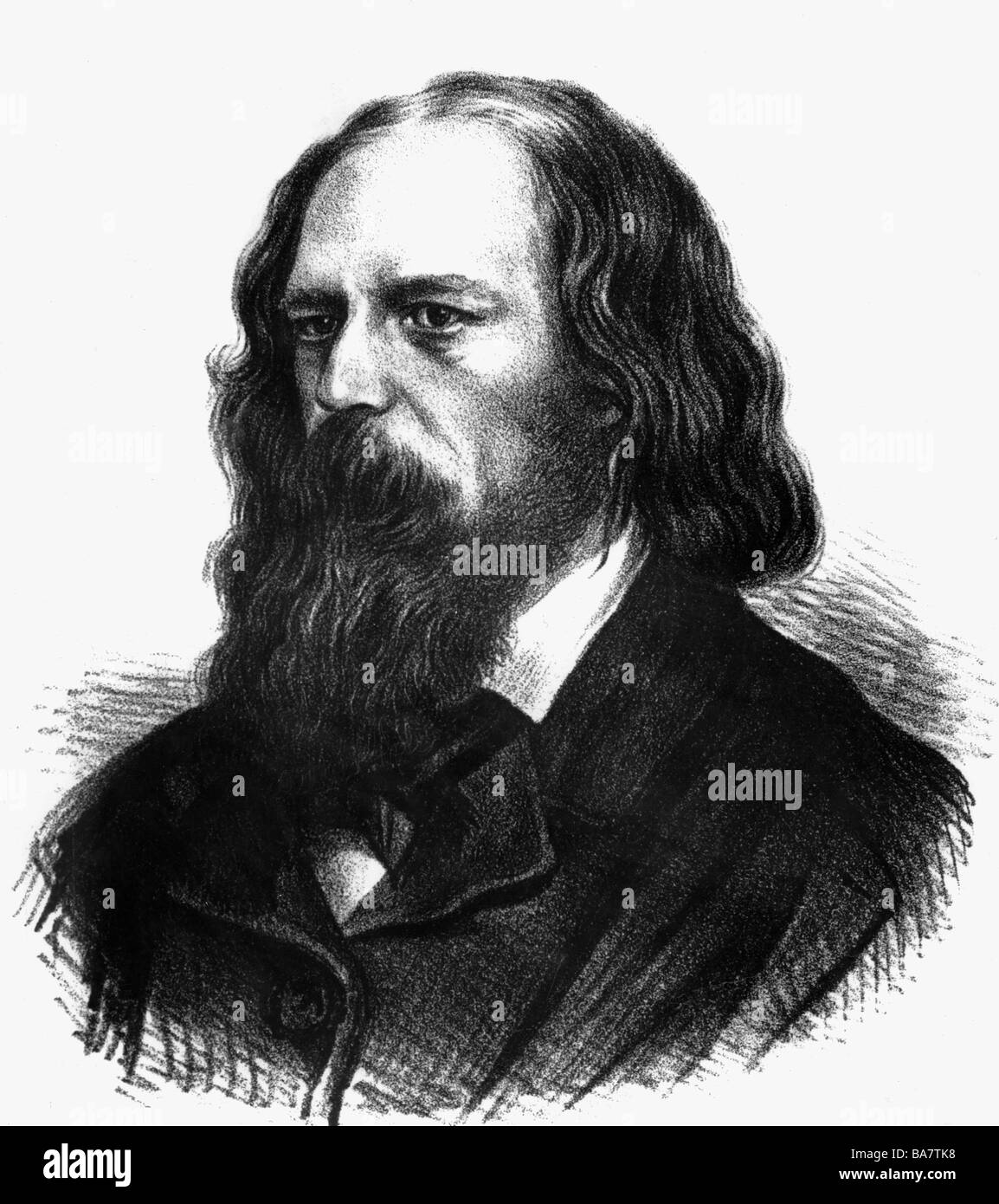 Tennyson, Alfred, 1st Baron, 6.8. 1809 - 6.10.1892, British author / writer, portrait, lithograph, 19th century, , Stock Photo