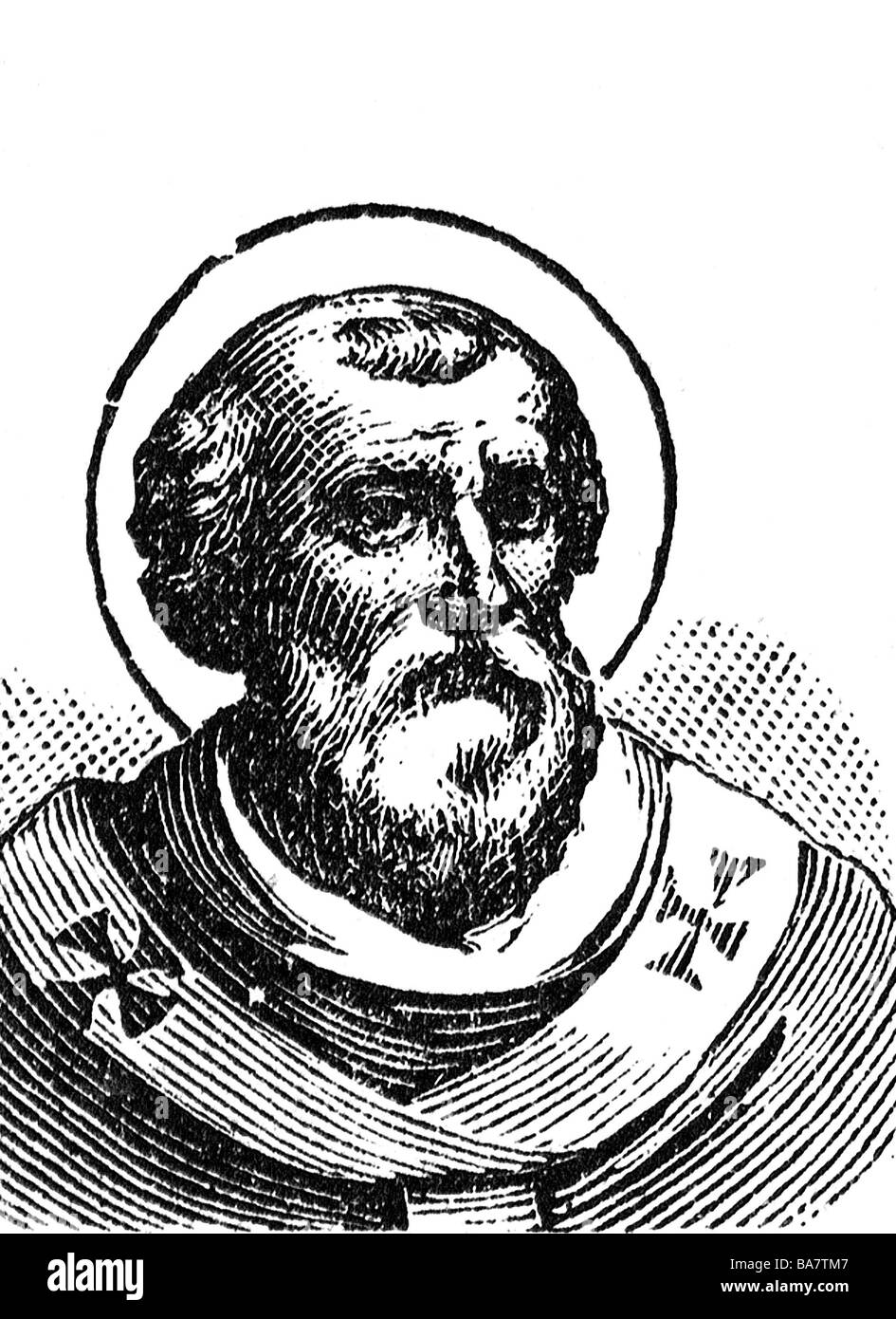 Stephen V., + 14.9.891, Papst September 885 - 14.9.891, portrait, wood engraving, circa 1900, , Stock Photo
