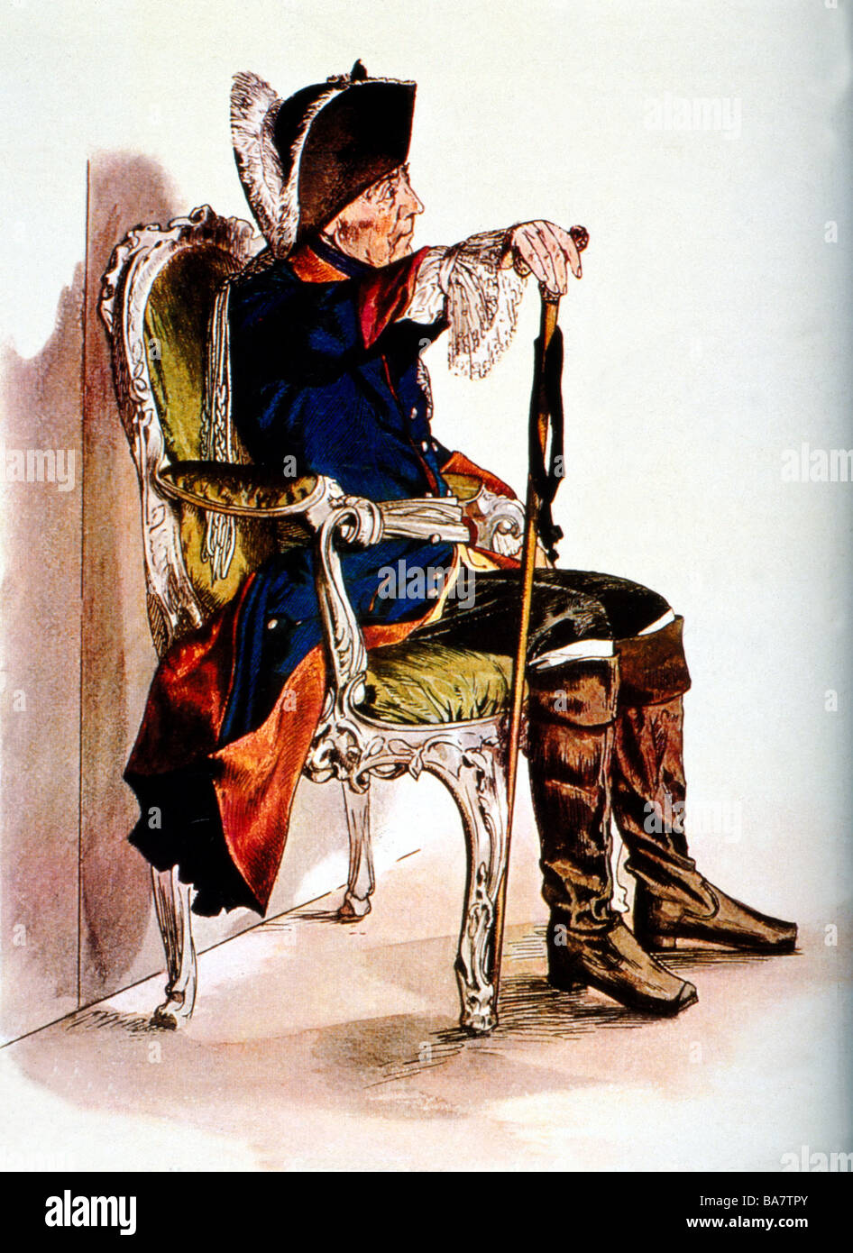 Frederick II 'the Great', 24.1.1712 - 17.6.1786, King of Prussia 31.5.1740 - 17.6.1786, drawing by Adolf von Menzel (1815 - 1905), Stock Photo
