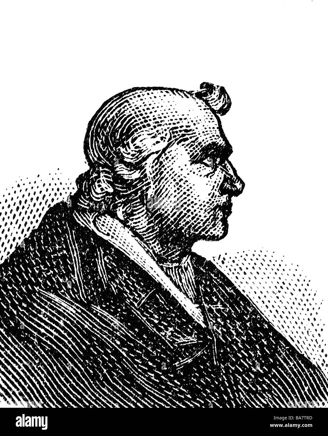 Sergius III, +14.4.911, pope since 904, portrait, side view, wood engraving, circa 1900 Stock