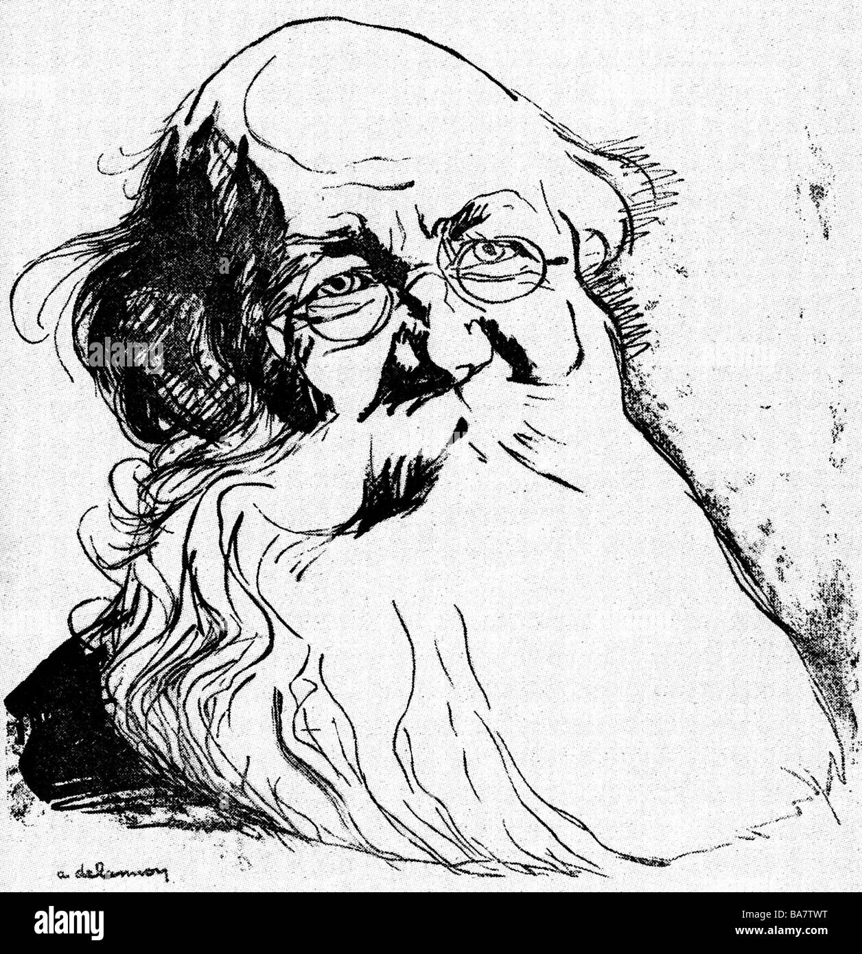 Kropotkin, Prince Peter (Pyotr), 9.12.1842 - 8.2.1921, Russian geographer, anarchist, portrait, drawing, 'Les Hommes du Jour', title, Paris, Stock Photo