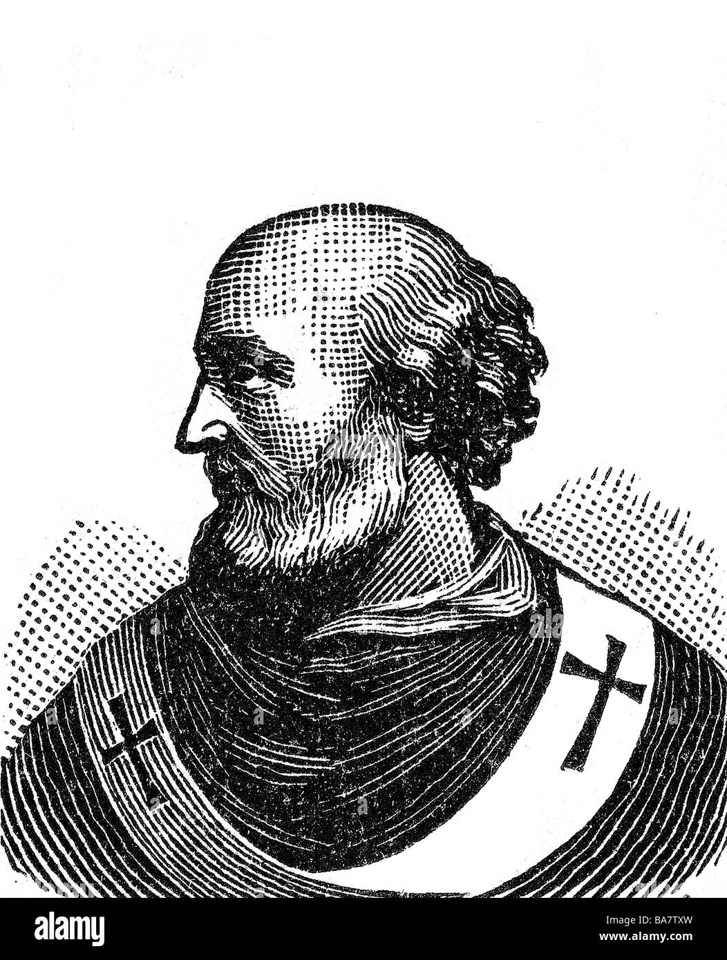 Victor II (Gebhard Count of Dollstein-Hirschberg), circa 1020 - 28.7.1057, Pope 16.4.1055 - 28.7.1057, portrait, wood engraving, circa 1900, , Stock Photo