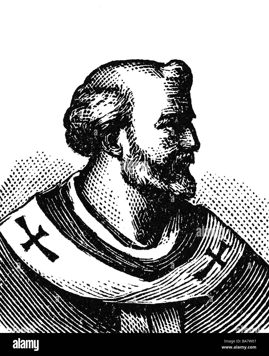 Innocent II (Gregorio Papareschi di Guidoni), + 24.9.1143, Pope 14.2.1130 - 24.9.1143, portrait, wood engraving, circa 1900, , Stock Photo