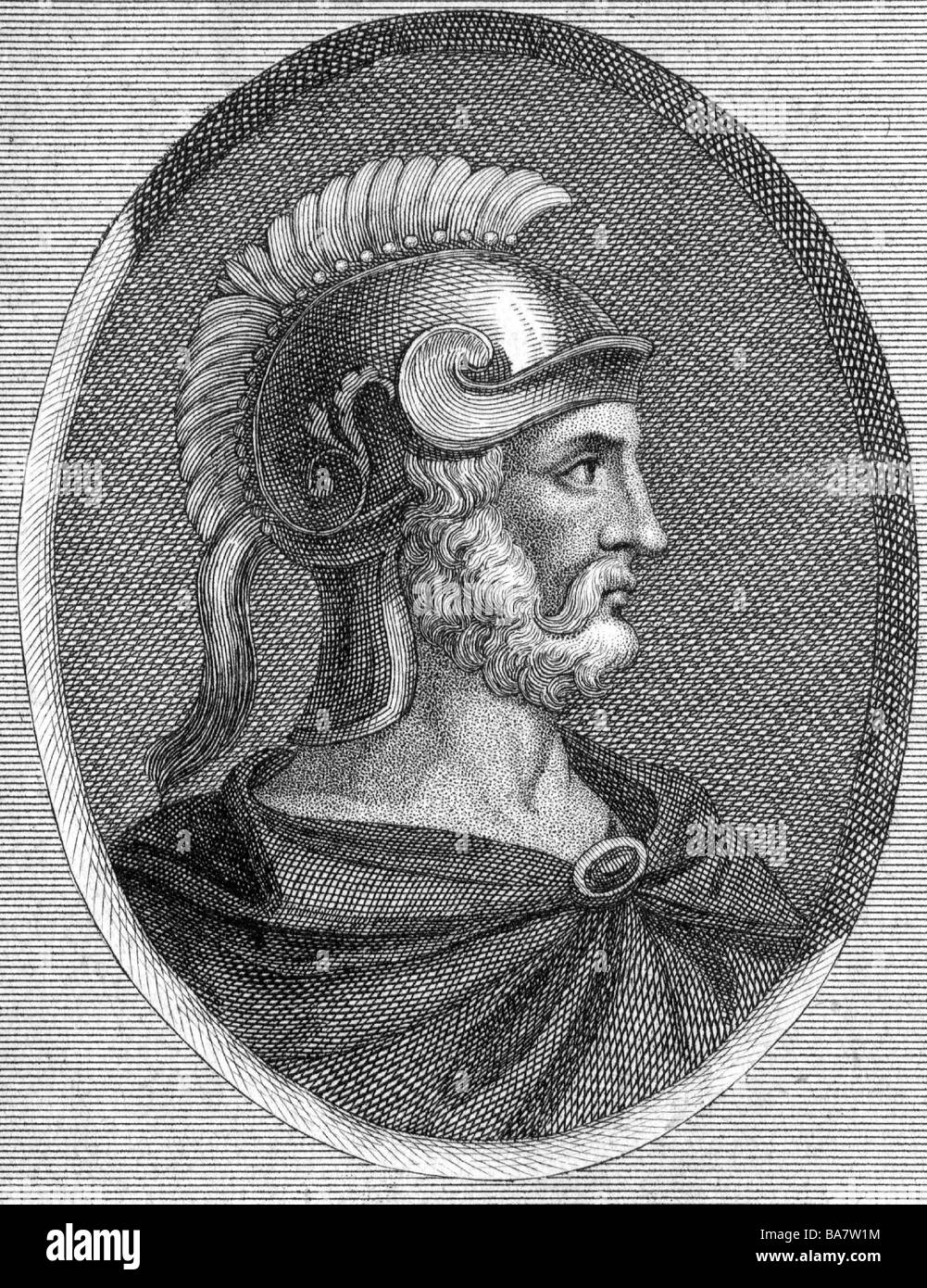 Hamilcar Barca, circa 270 - 228 BC, Carthaginian general, portrait, copper engraving, 18th century, , Artist's Copyright has not to be cleared Stock Photo