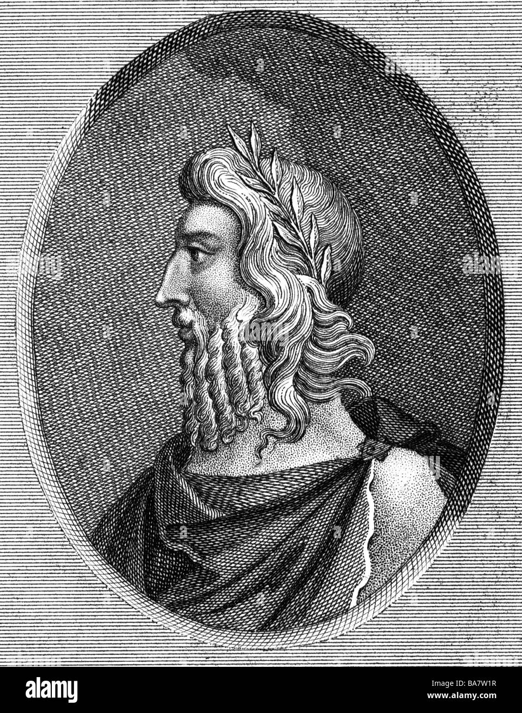 Romulus, circa 771 - circa 717 BC, King of Rome 753 - 717, portrait, copper engraving, 18th century, , Artist's Copyright has not to be cleared Stock Photo